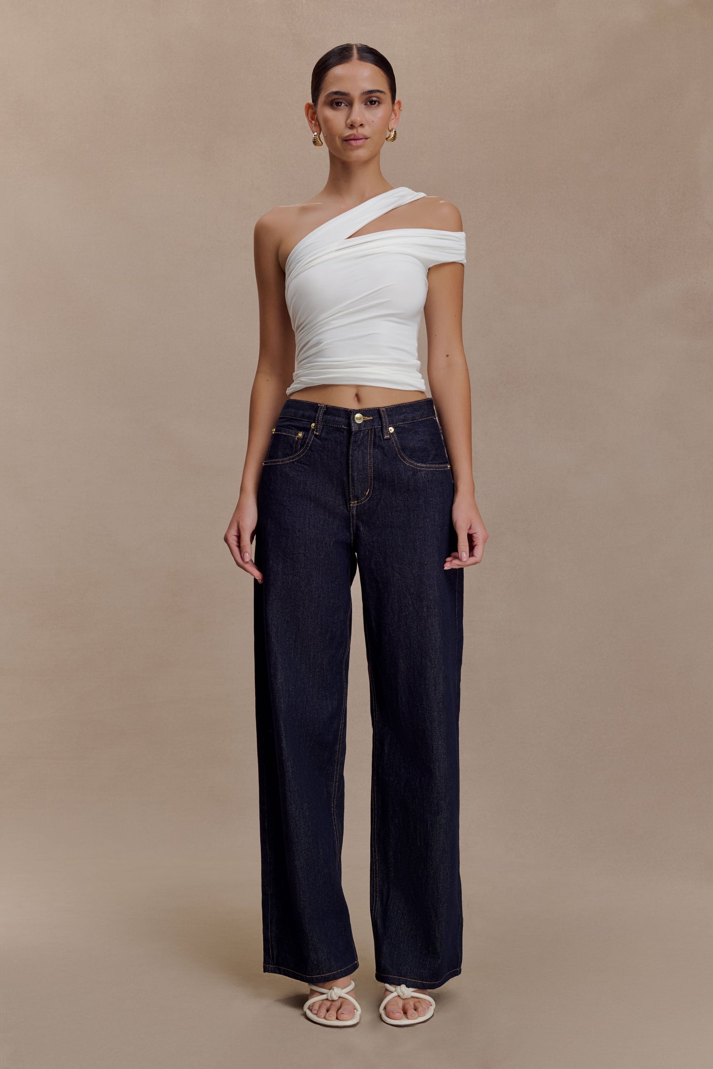 Anna One Shoulder Modal Top - White