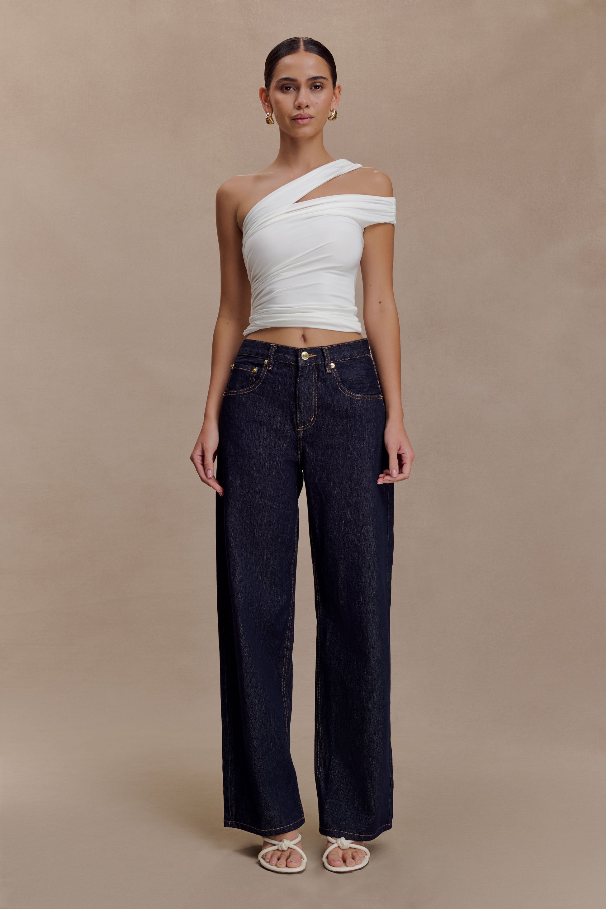 Anna One Shoulder Modal Top - White