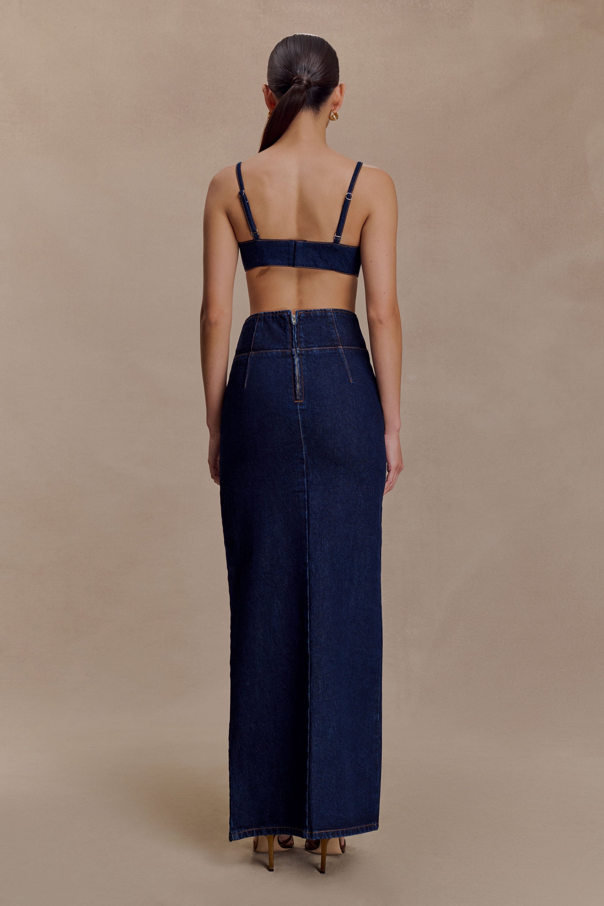 Maylena High Rise Denim Maxi Skirt - Indigo Blue #2