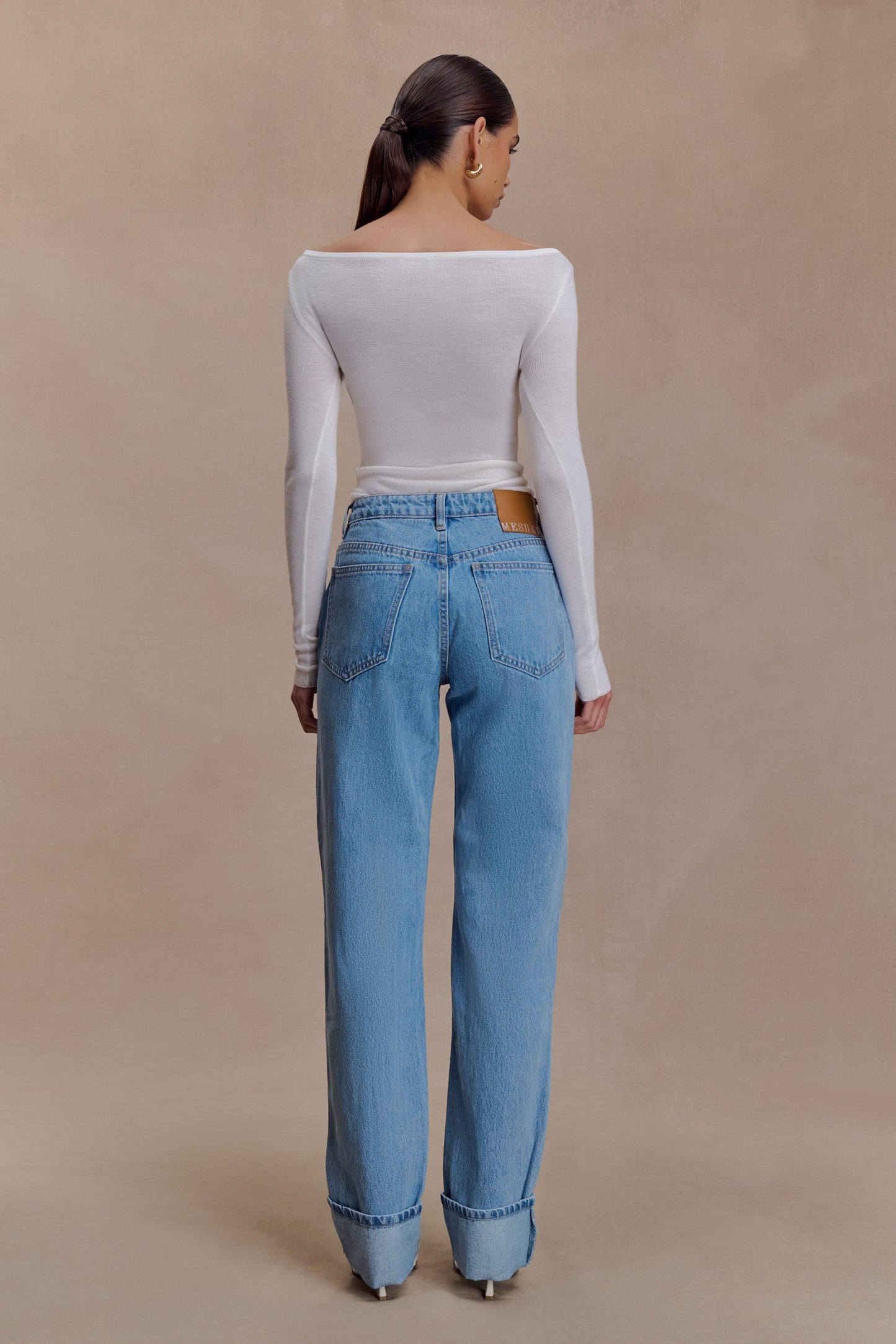 Paedyn Merino Wool Ribbed Long Sleeve Top - Ivory