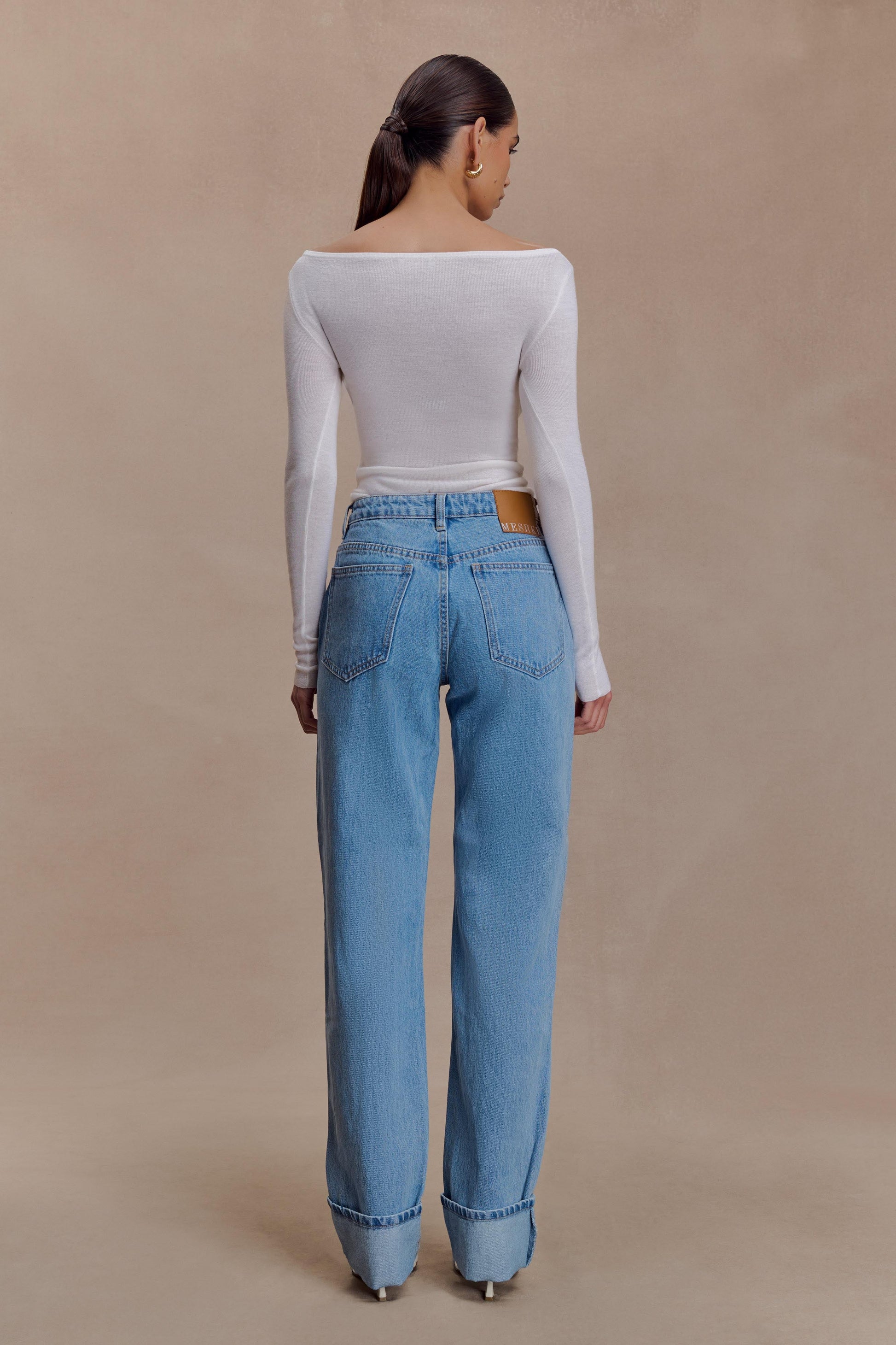 Paedyn Merino Wool Ribbed Long Sleeve Top - Ivory #2