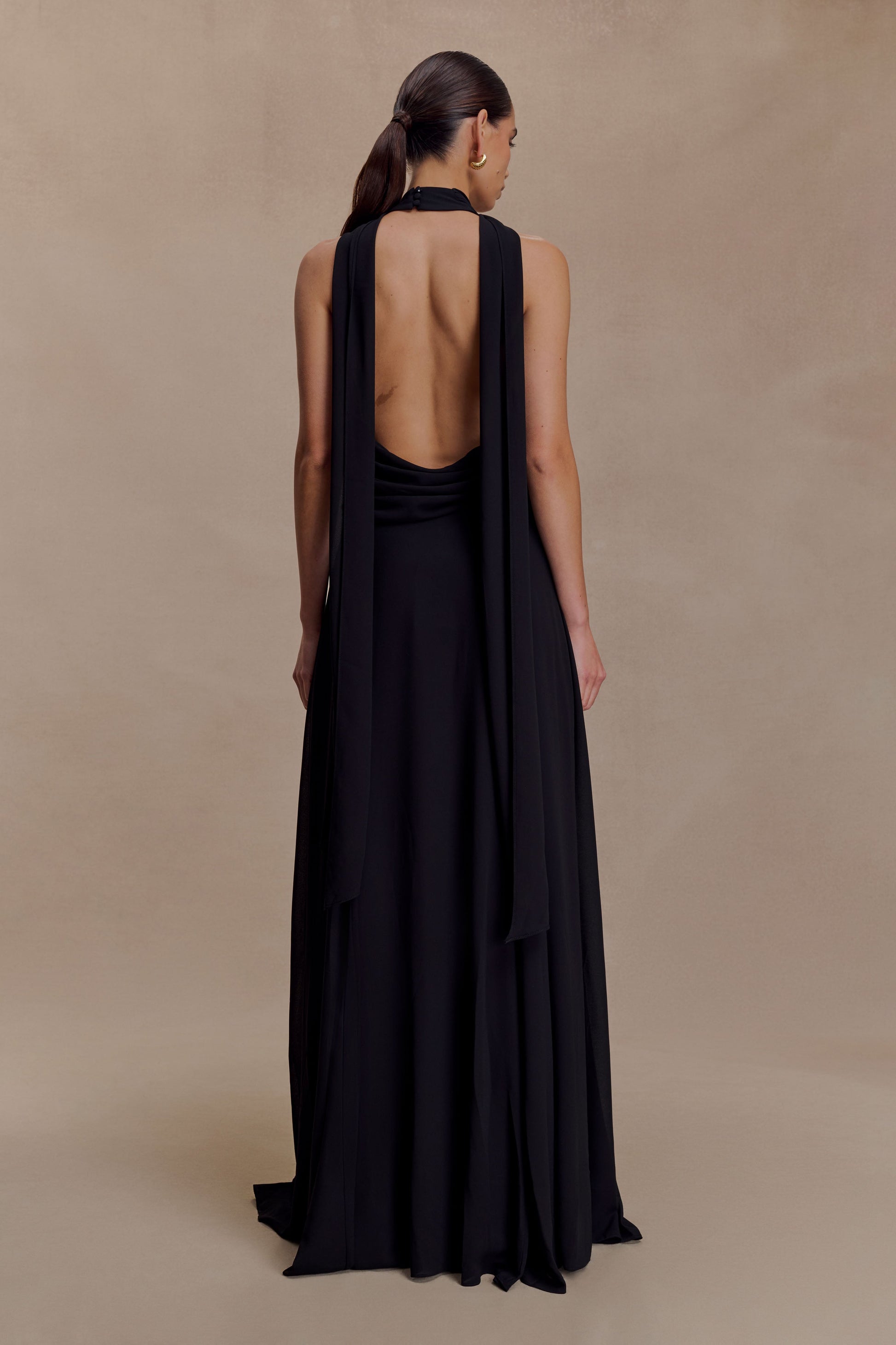 Santal Floral Chiffon Halter Maxi Dress - Black #5