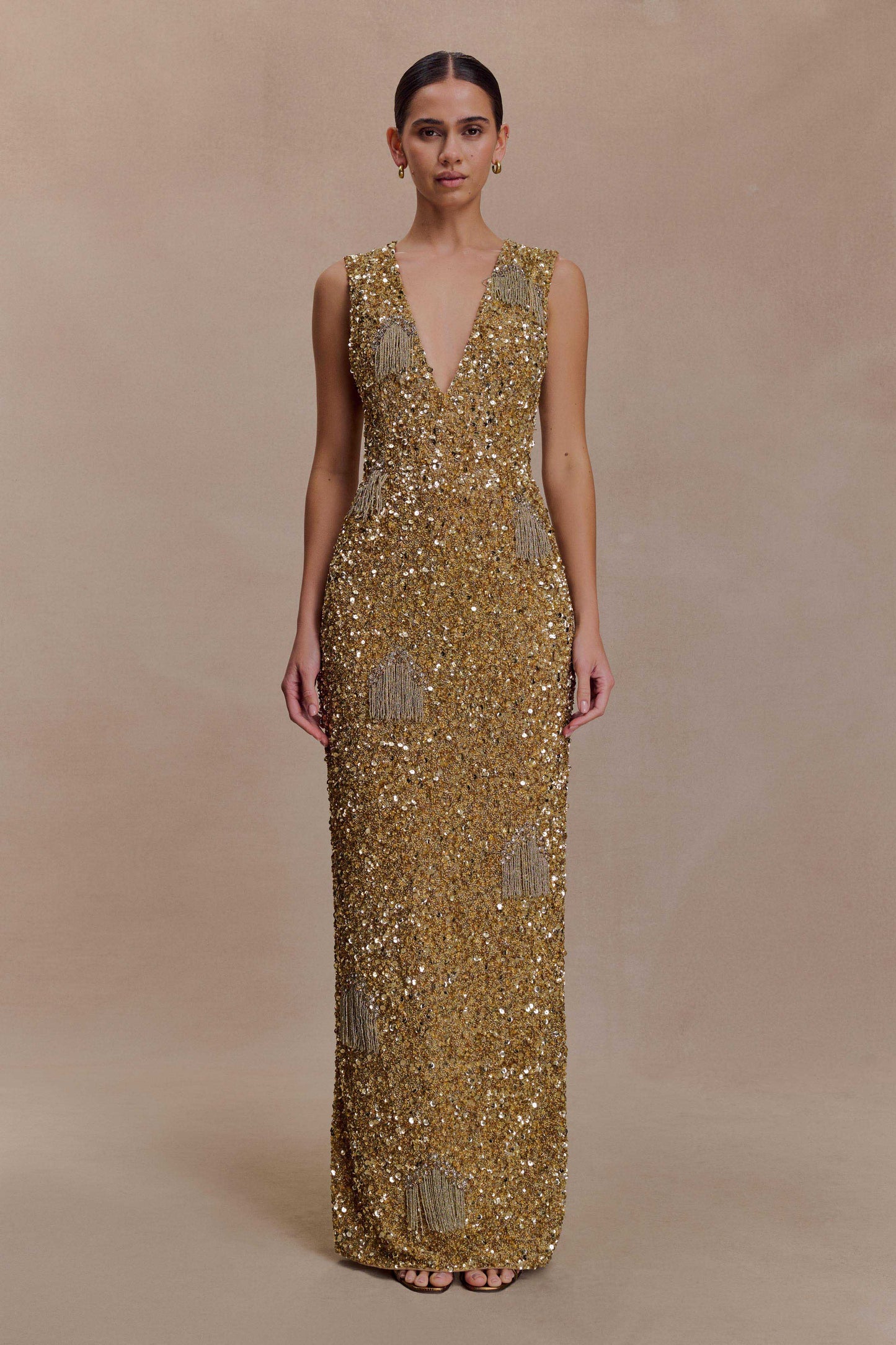 Astor Hand Embellished Maxi Dress - Gold