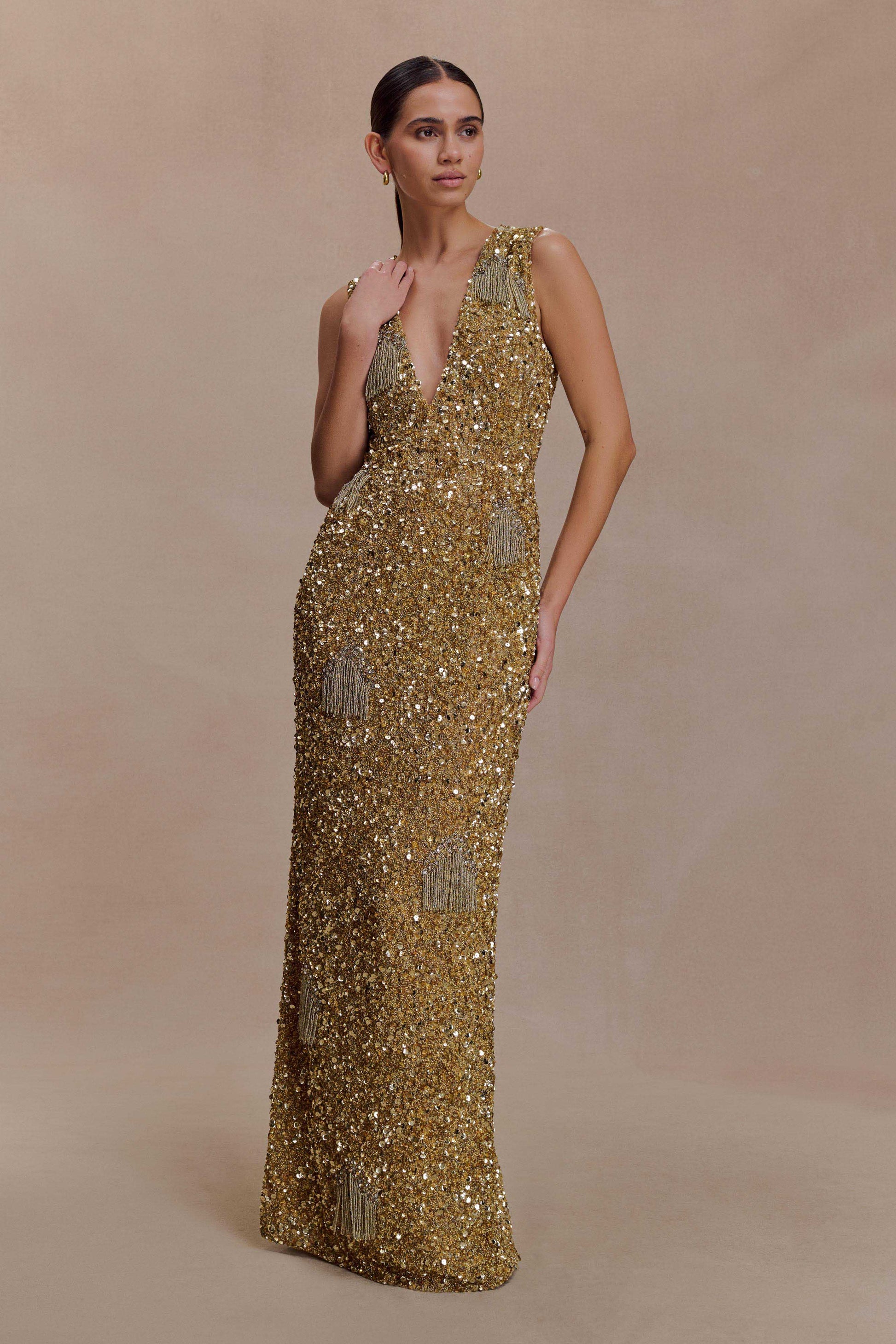 Astor Hand Embellished Maxi Dress - Gold #7