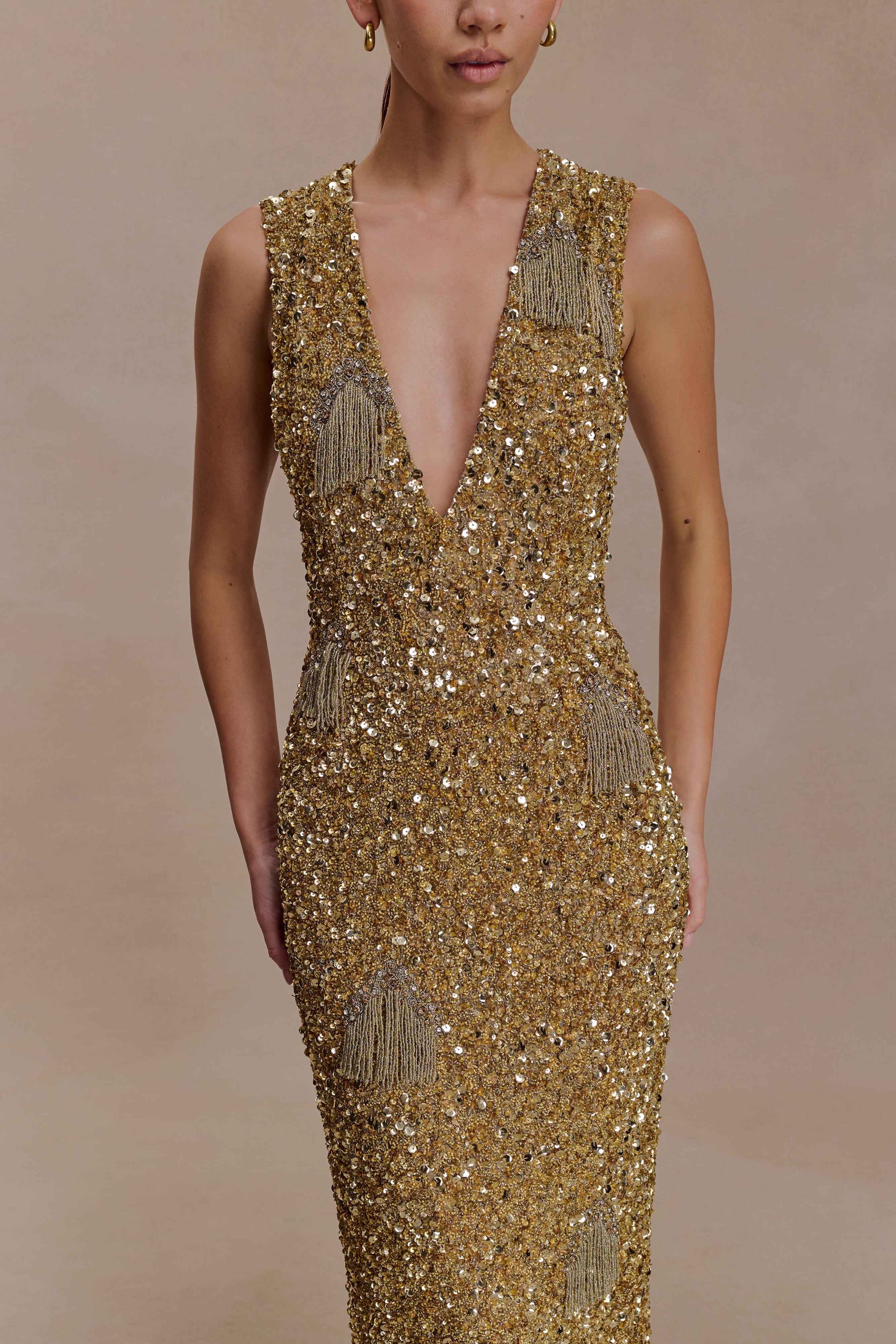 Astor Hand Embellished Maxi Dress - Gold #7