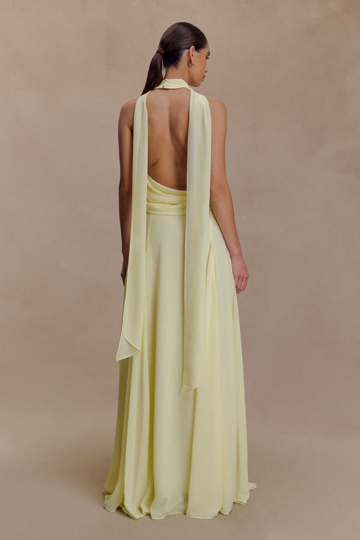 Santal Floral Chiffon Halter Maxi Dress - Lemon #6
