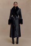 Bec Faux Leather Trench Coat With Faux Fur - Black