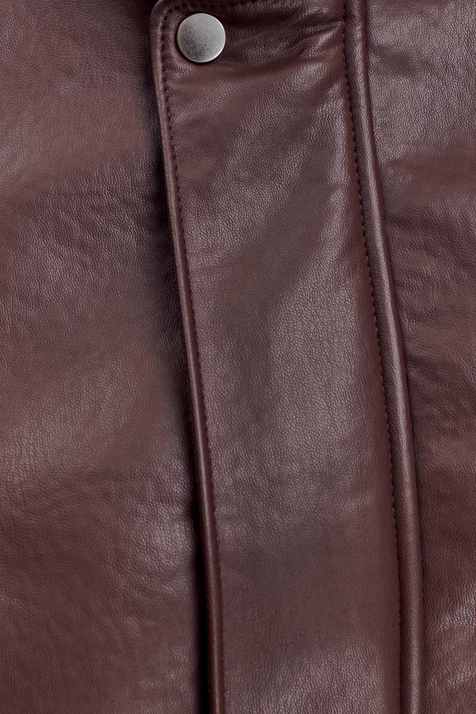 Curtis Faux Leather Bomber Jacket - Dark Chocolate #7