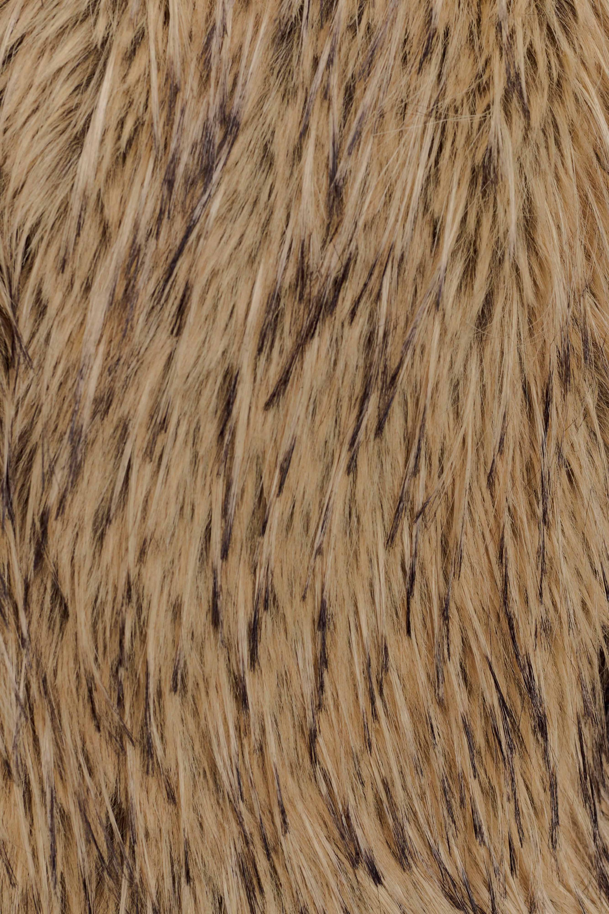 Ottie Mongolian Faux Fur Cropped Jacket - Brown Multi #8