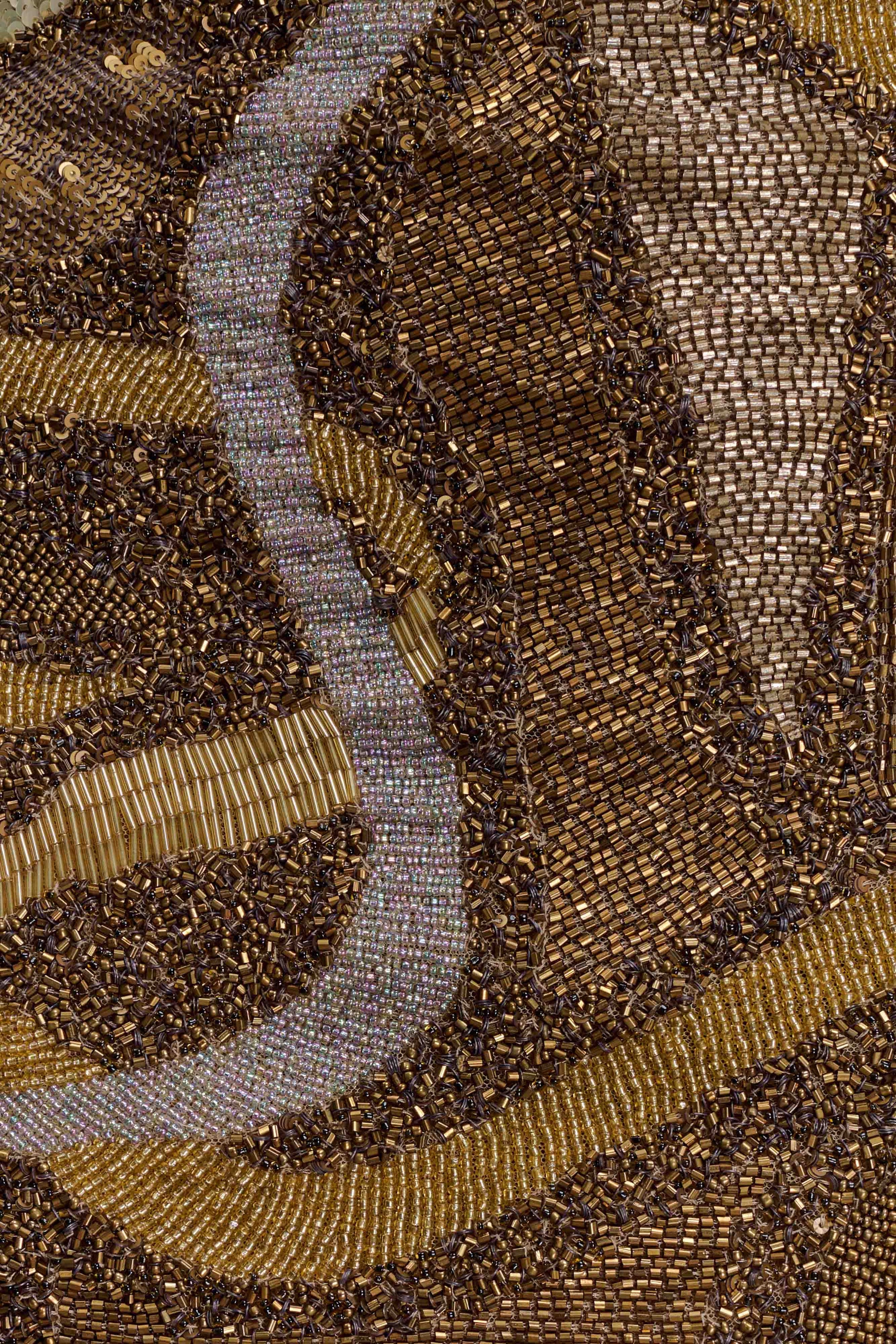 Asher Hand Beaded Abstract Mini Skirt - Gold #9