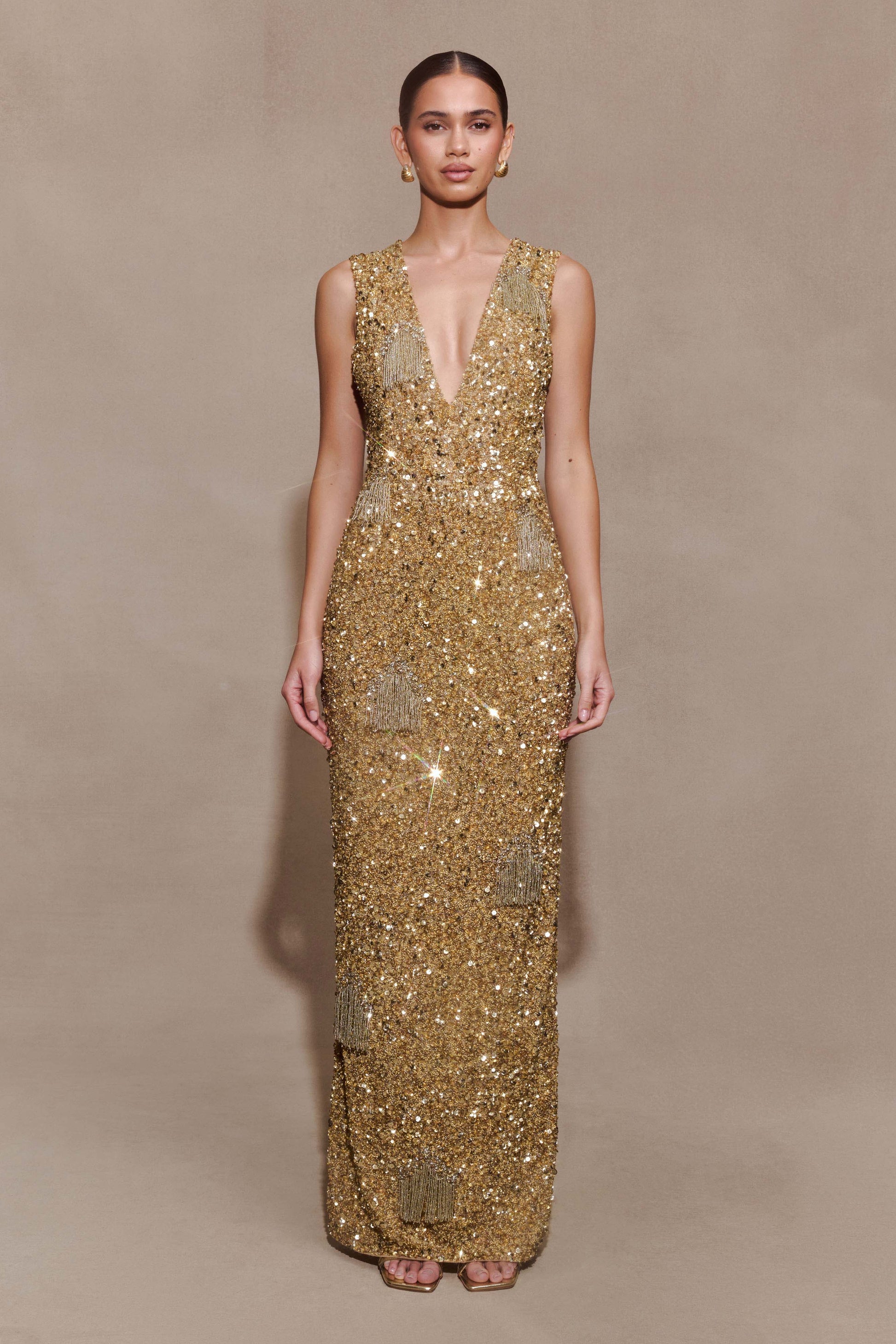 Astor Hand Embellished Maxi Dress - Gold #2