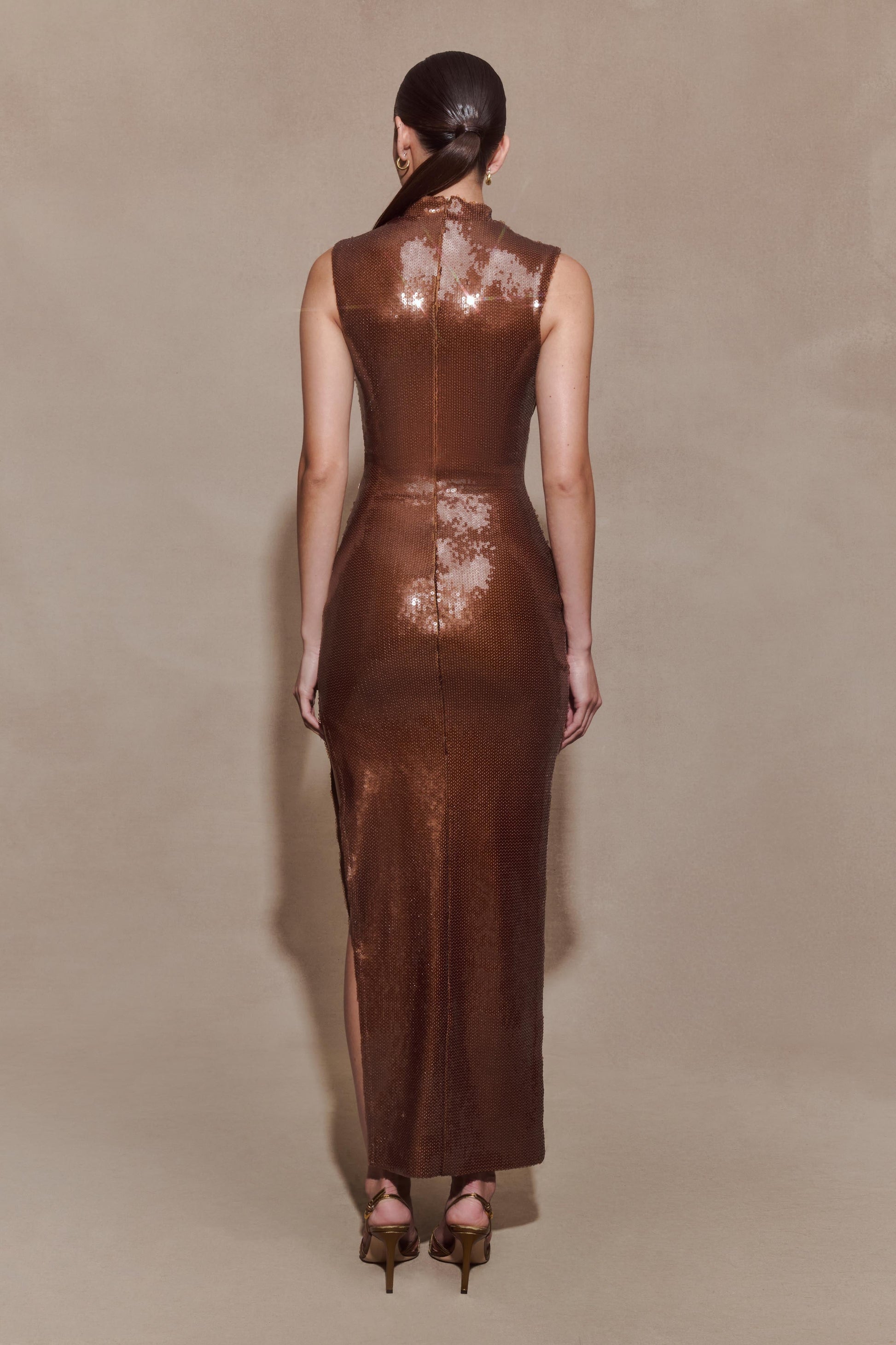 Veronica Sequin Midi Dress - Chocolate #2