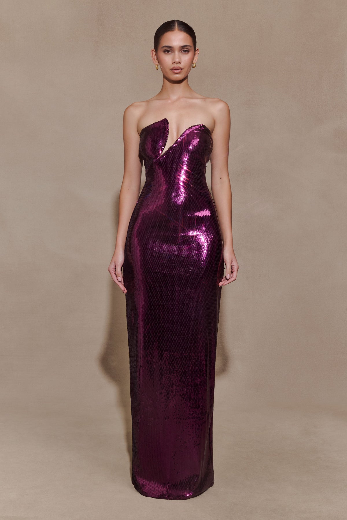 Winston Strapless Sequin Maxi Dress - Plum #3