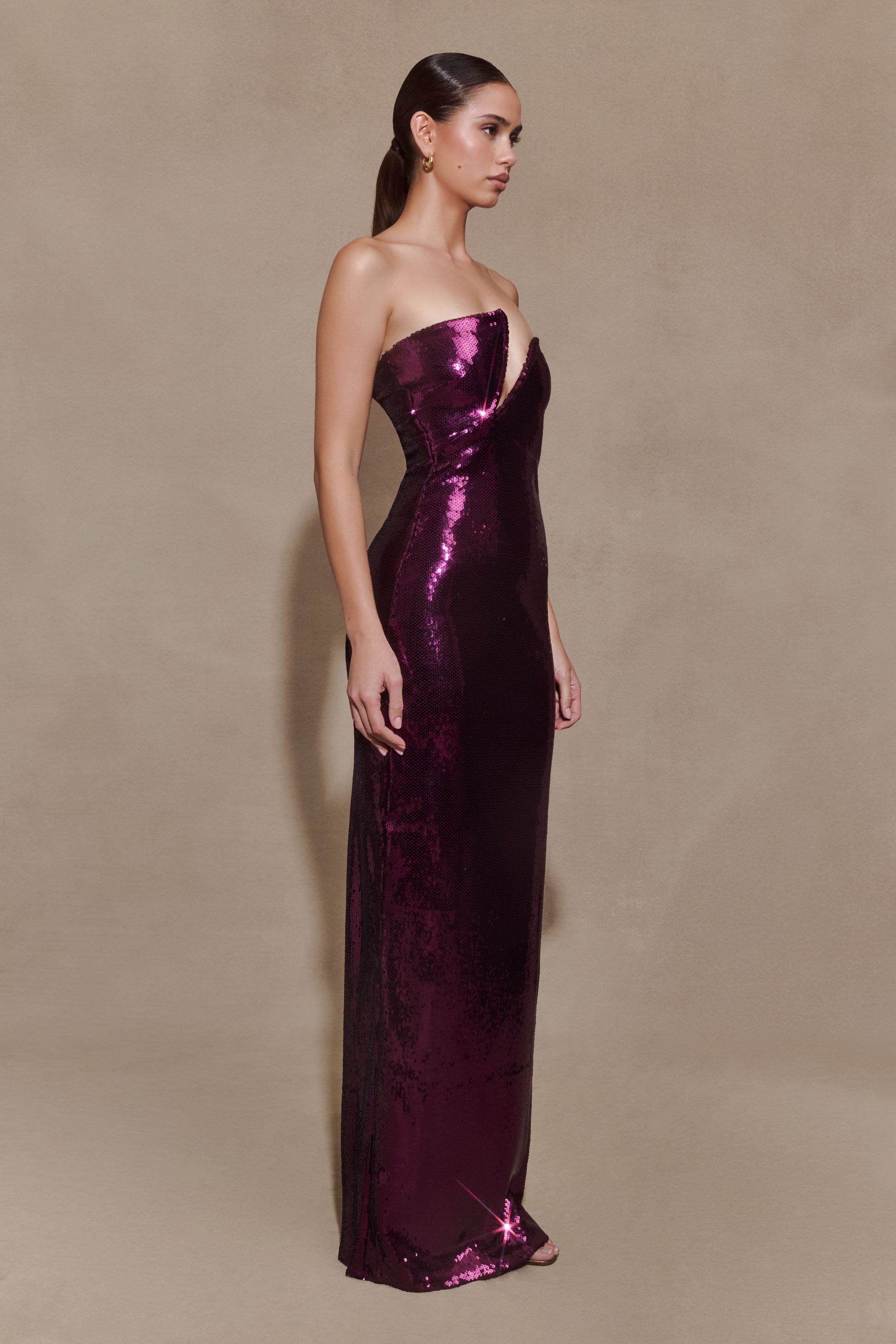 Winston Strapless Sequin Maxi Dress - Plum #4