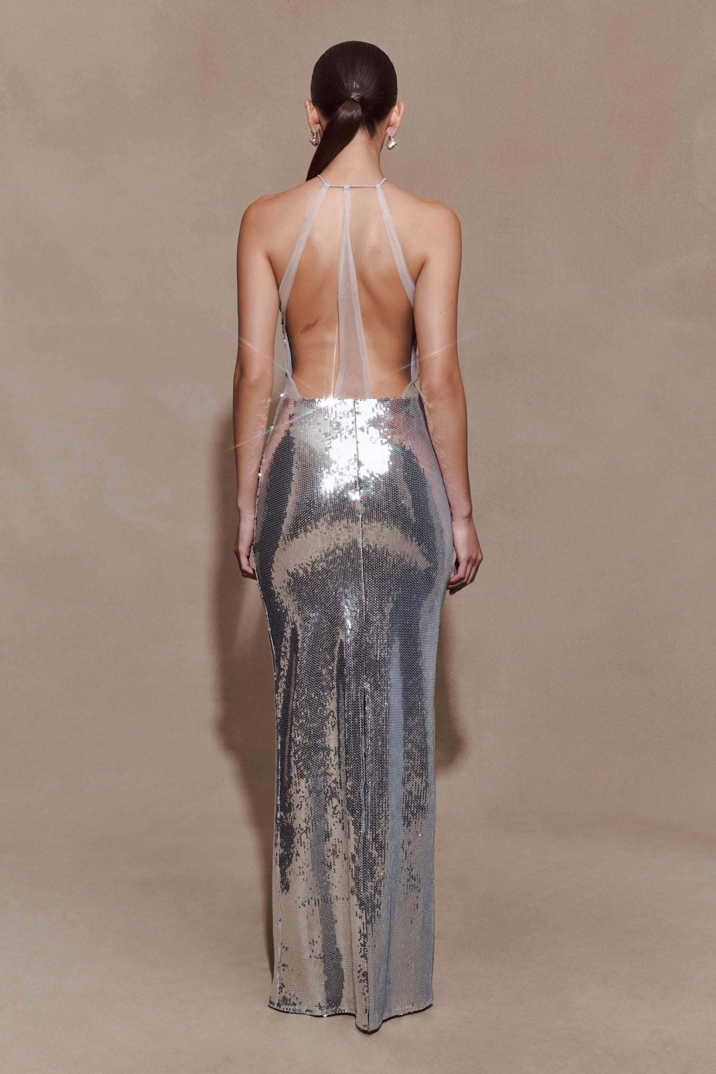 Baldwin Sequin Cut Out Maxi Dress - Silver