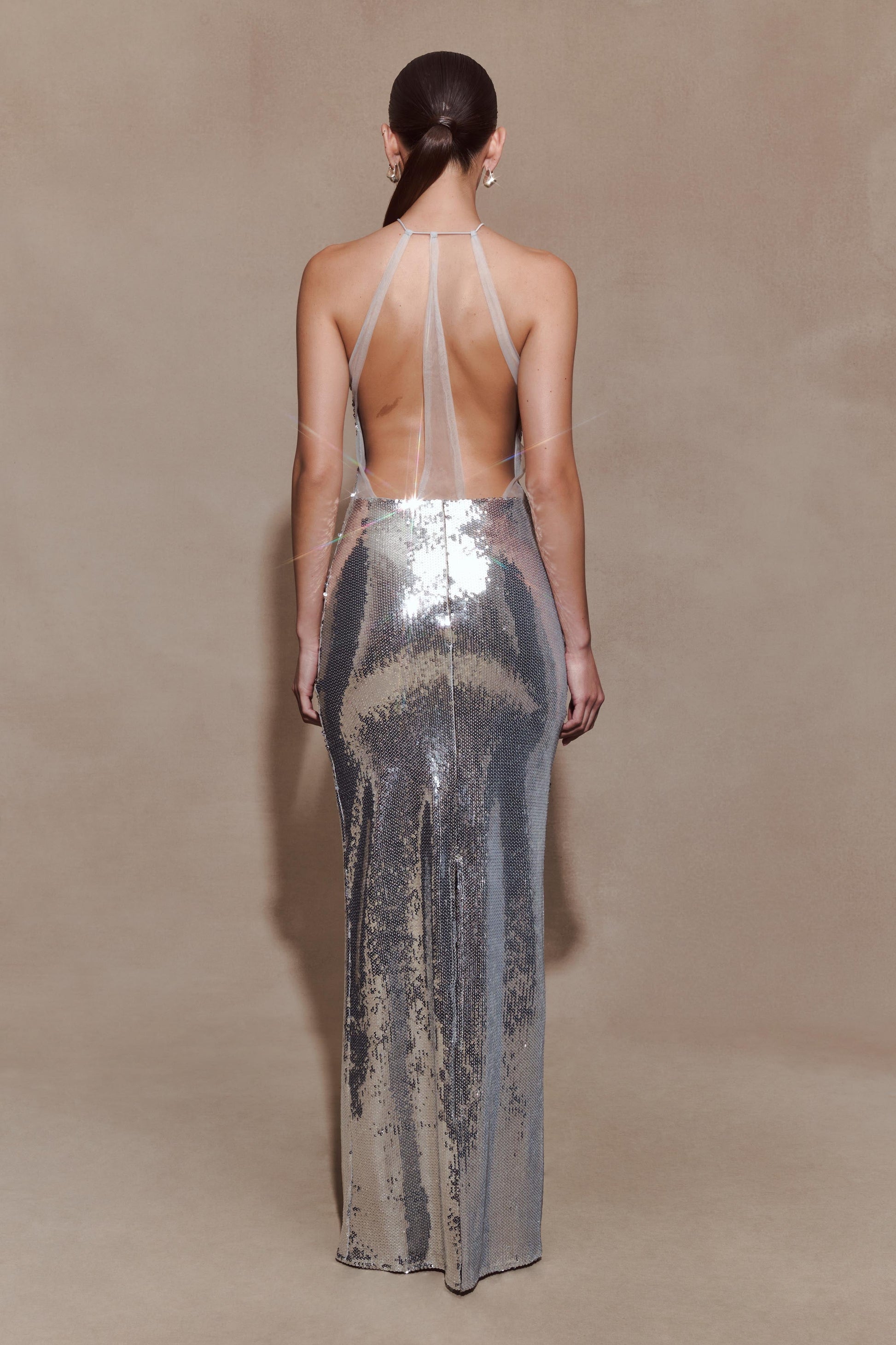 Baldwin Sequin Cut Out Maxi Dress - Silver #3