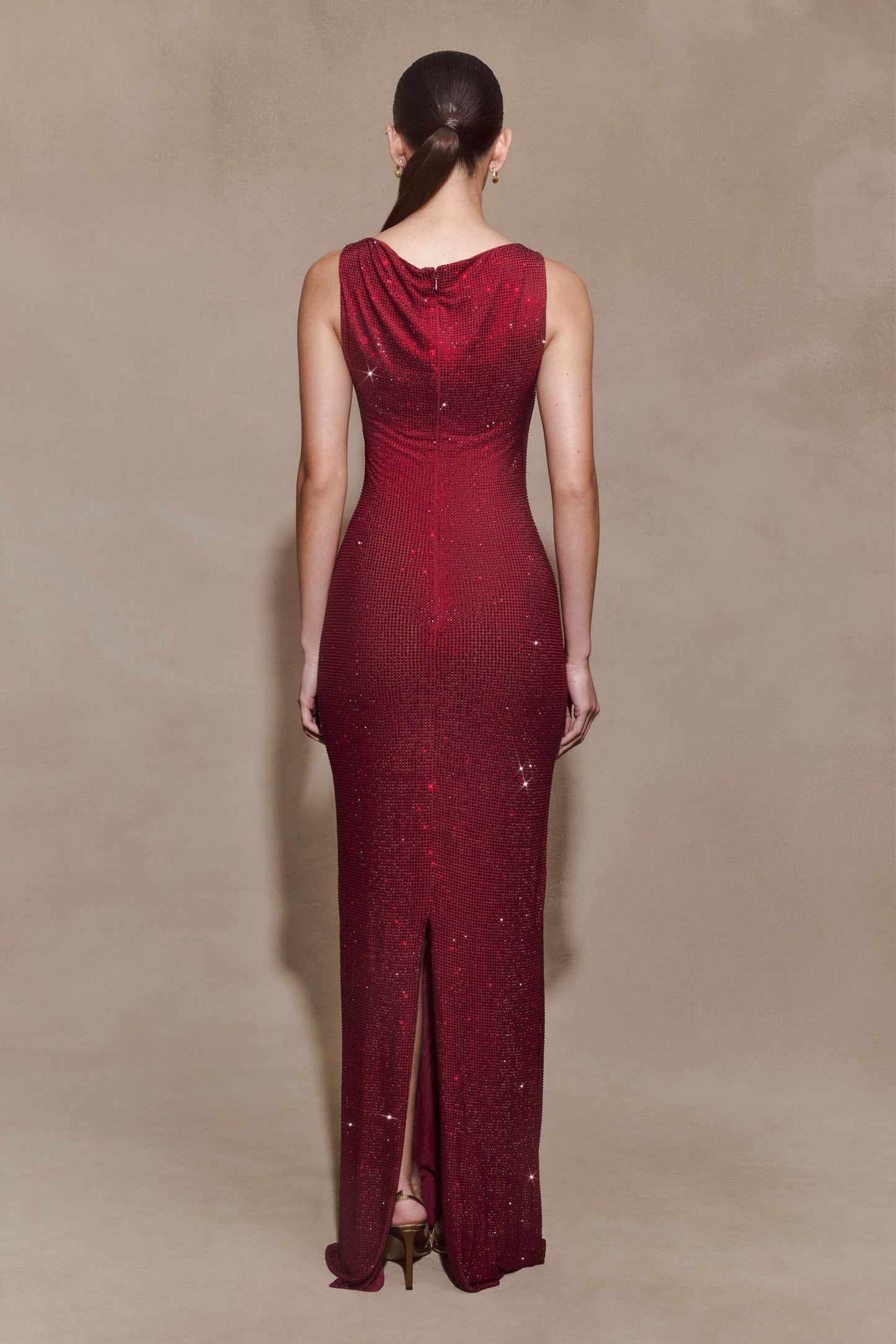 Magnolia Sleeveless Diamante Maxi Dress - Wine