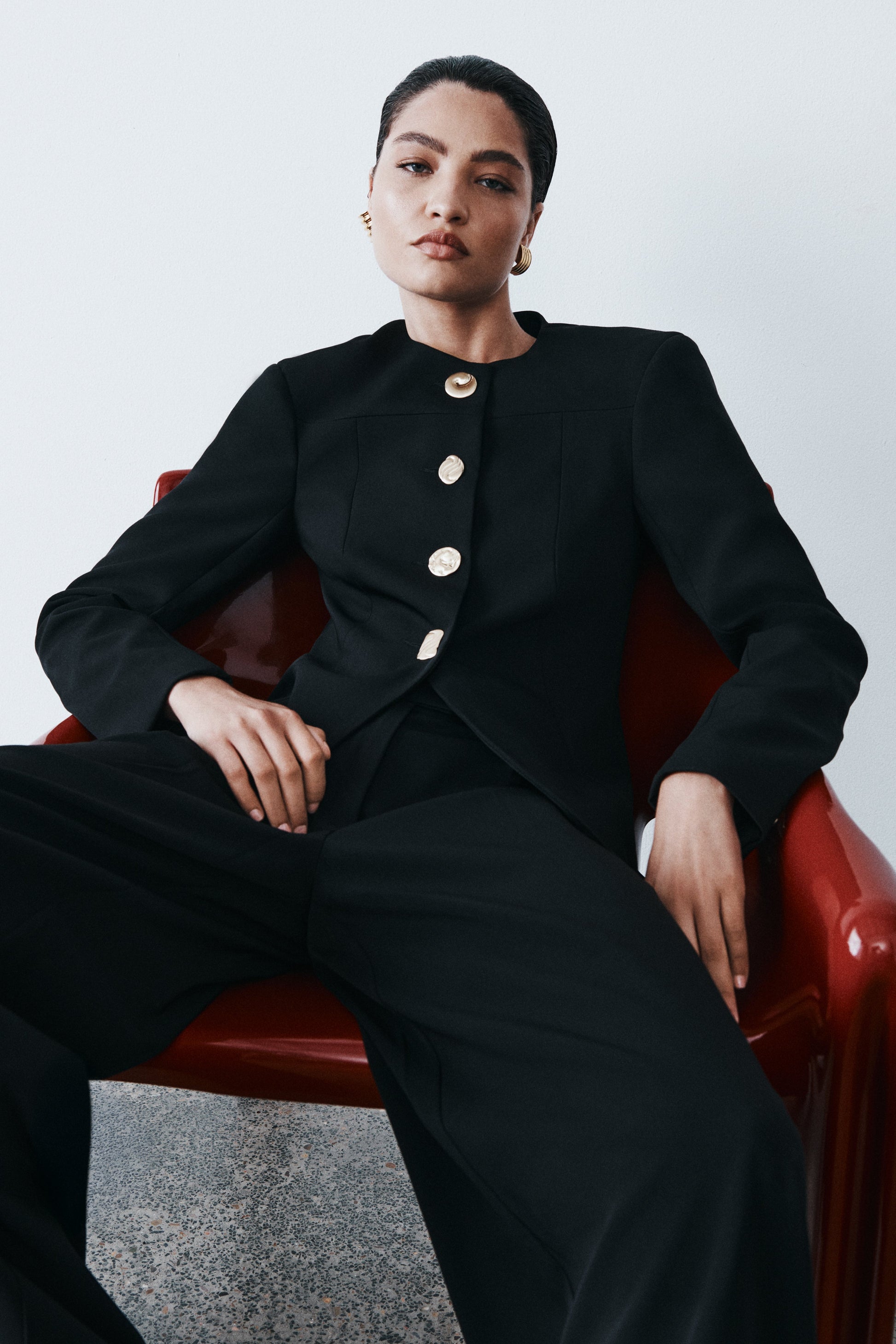 Asia Mixed Button Blazer - Black #2