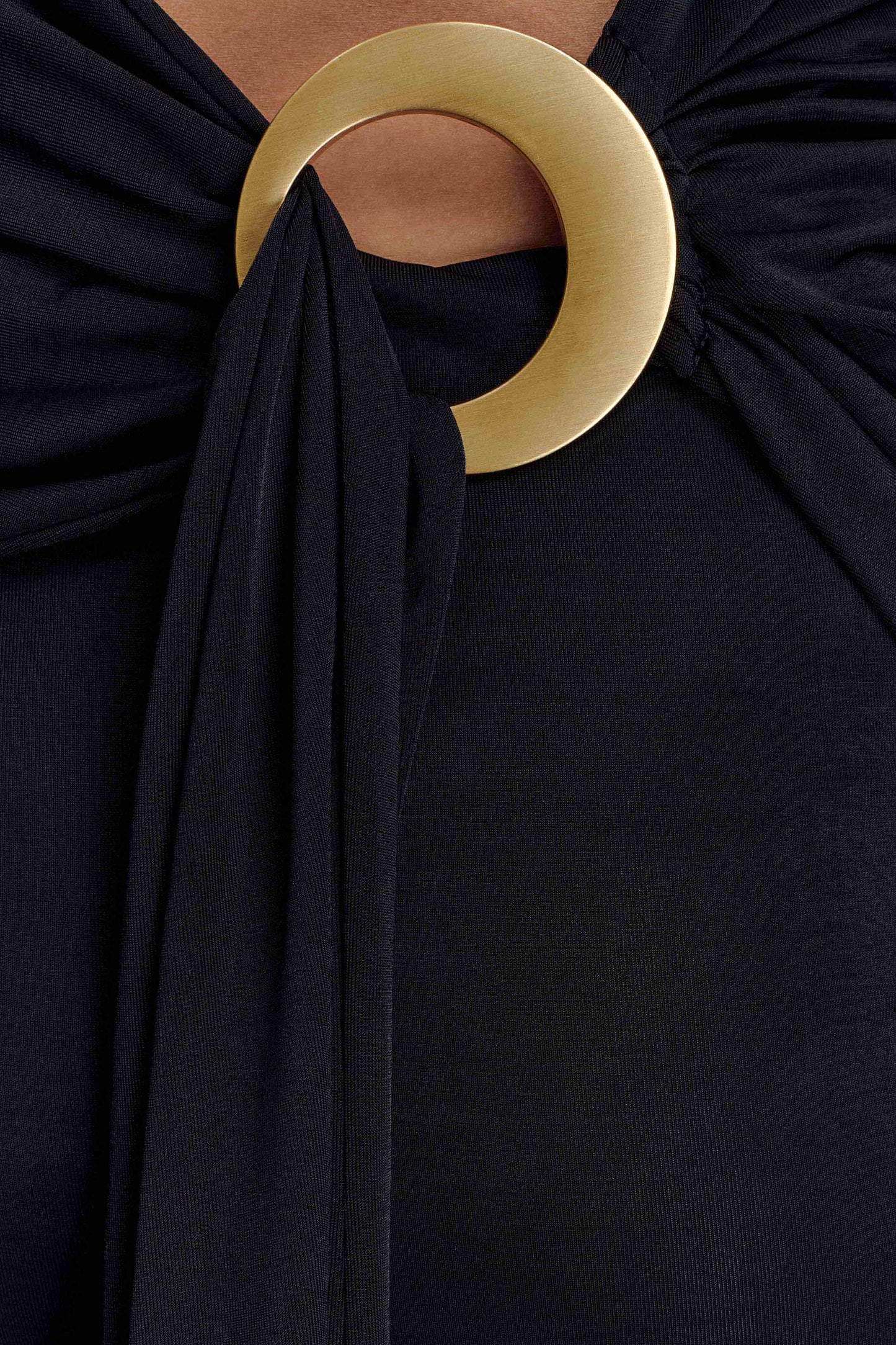 Claudette Slinky Mini Dress With Hardware - Black