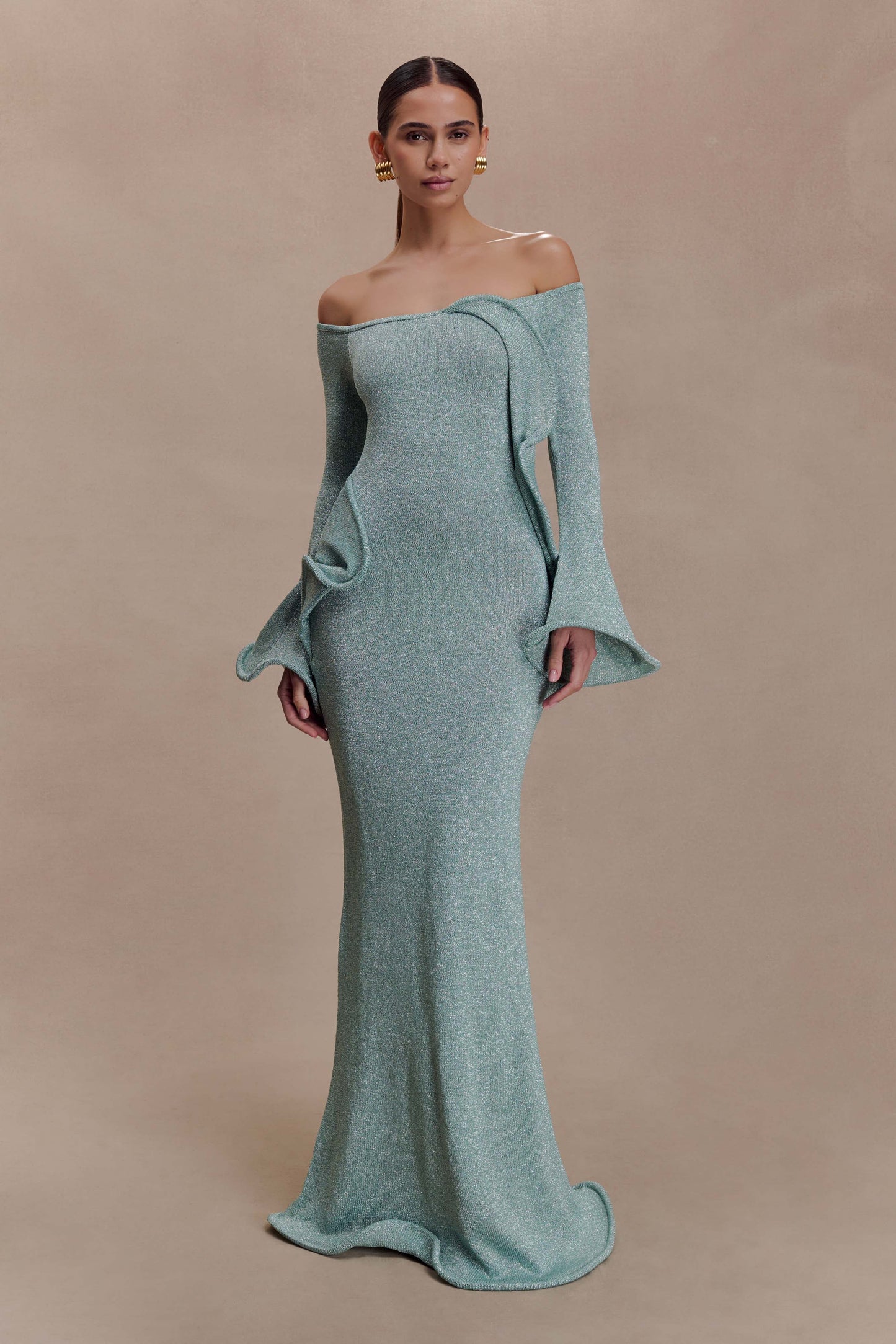 Sandrine Lurex Knit Maxi Dress - Aqua