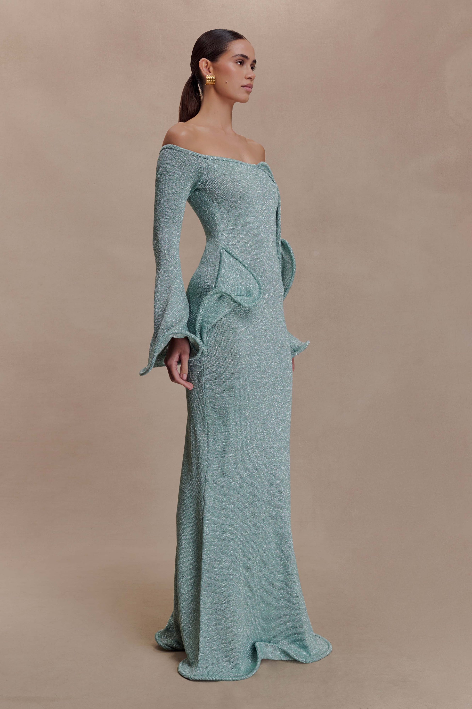 Sandrine Lurex Knit Maxi Dress - Aqua #4