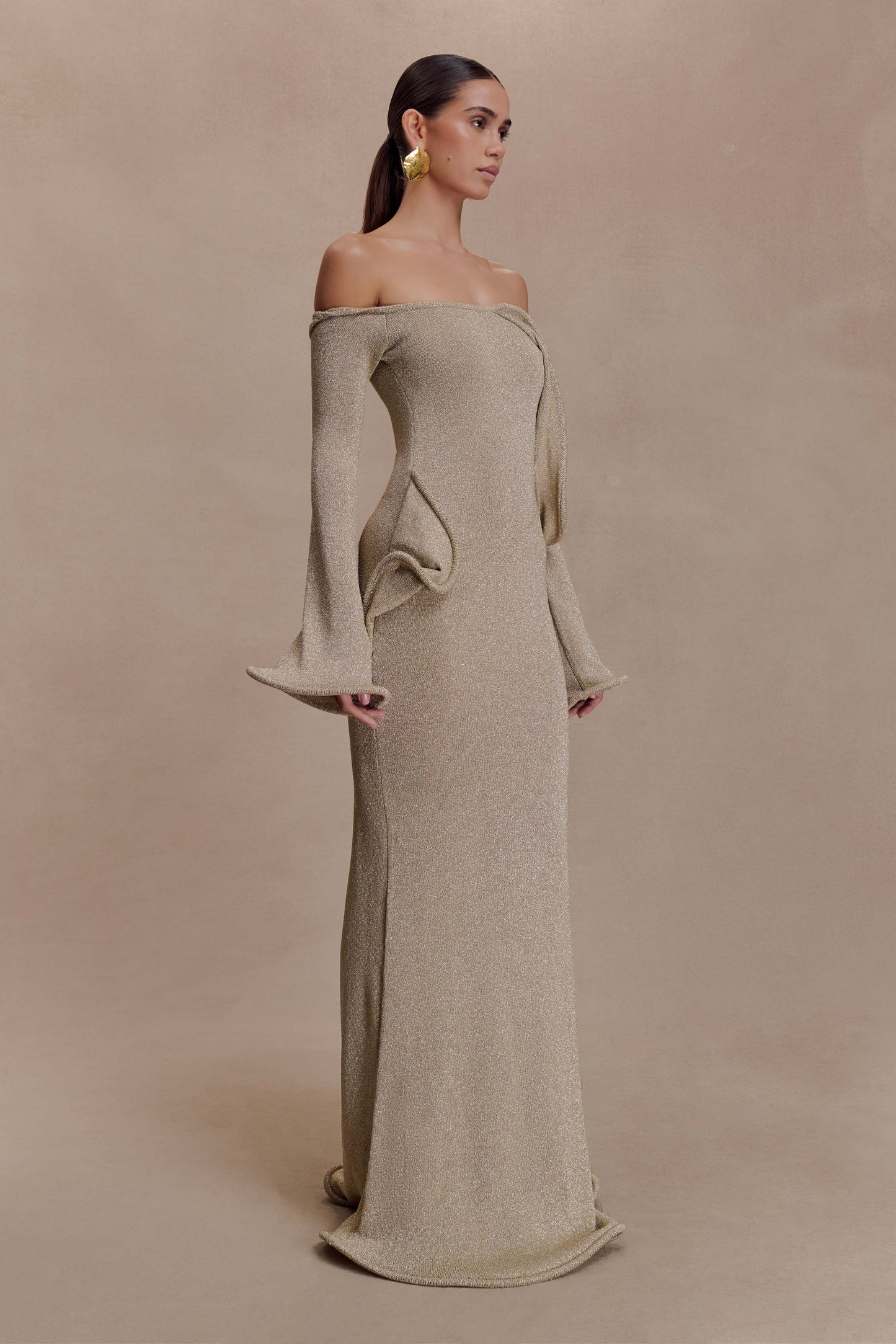 Sandrine Lurex Knit Maxi Dress - Gold