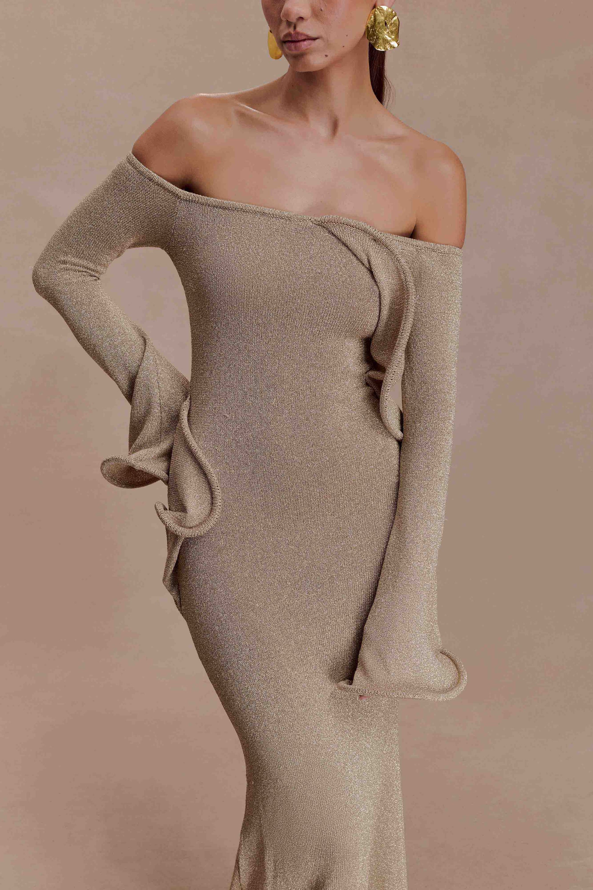 Sandrine Lurex Knit Maxi Dress - Gold #3