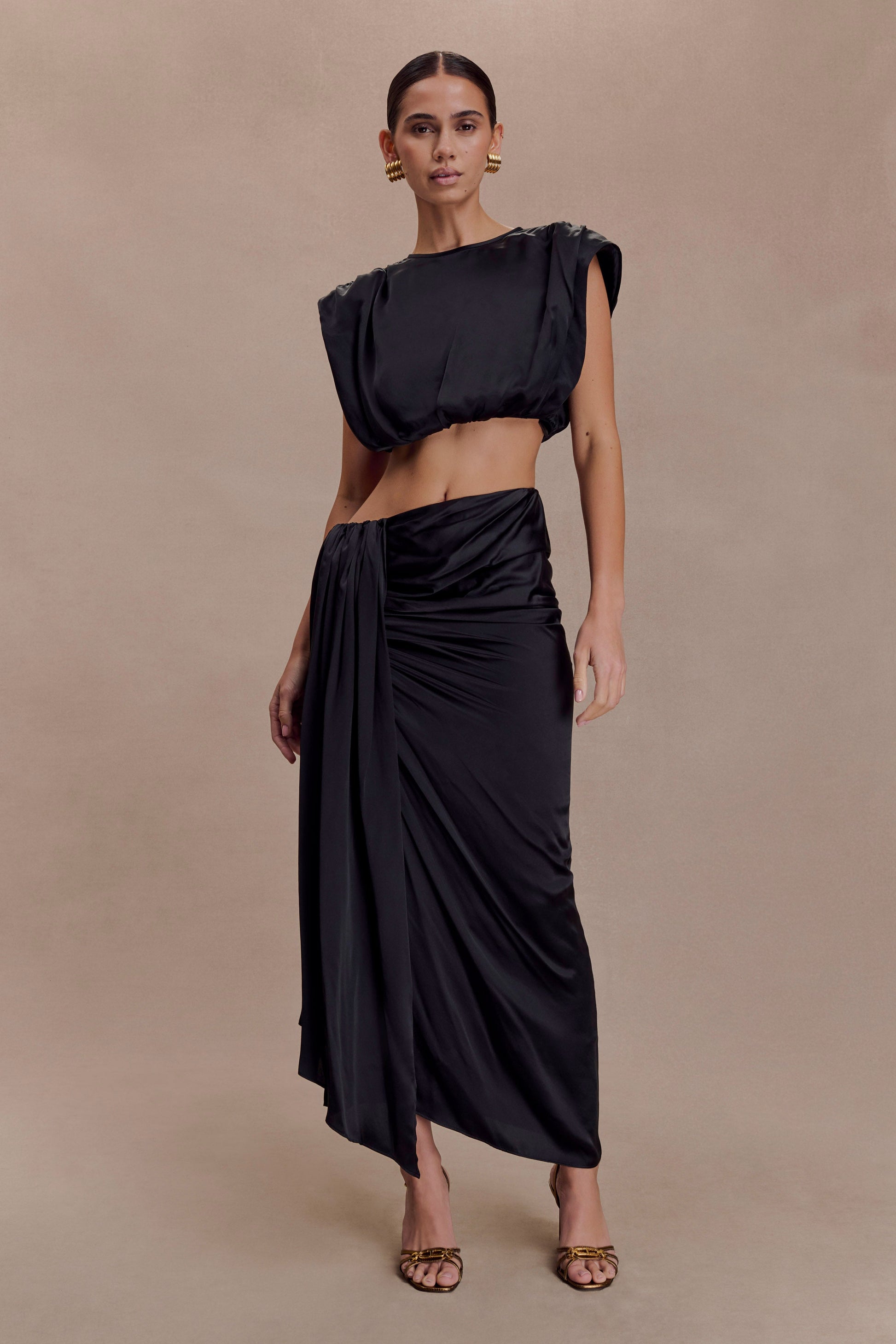 Zendaya Silk Crop Top - Black #6