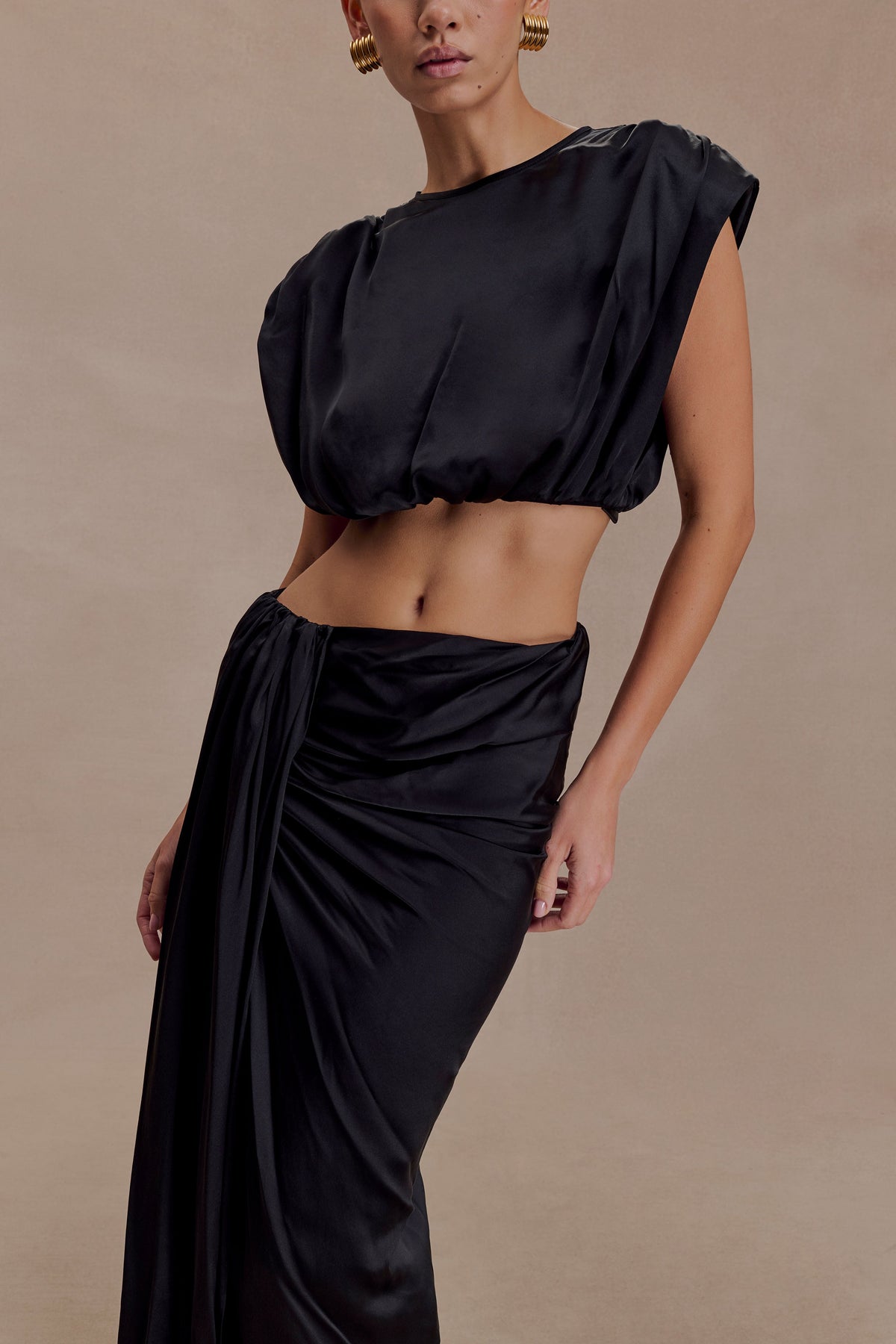 Zendaya Silk Crop Top - Black #3