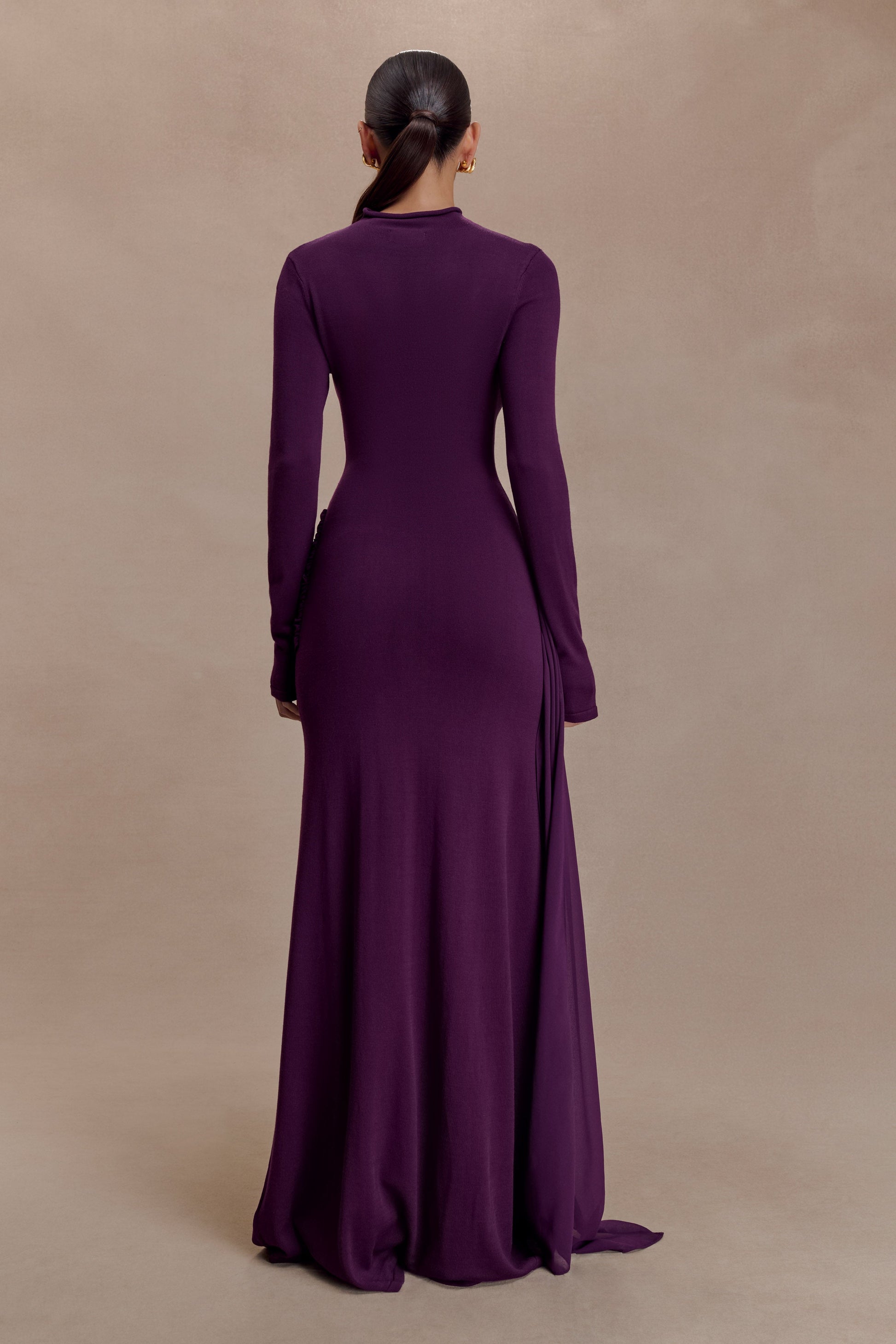 Grayson Knit Chiffon Maxi Dress - Plum #2