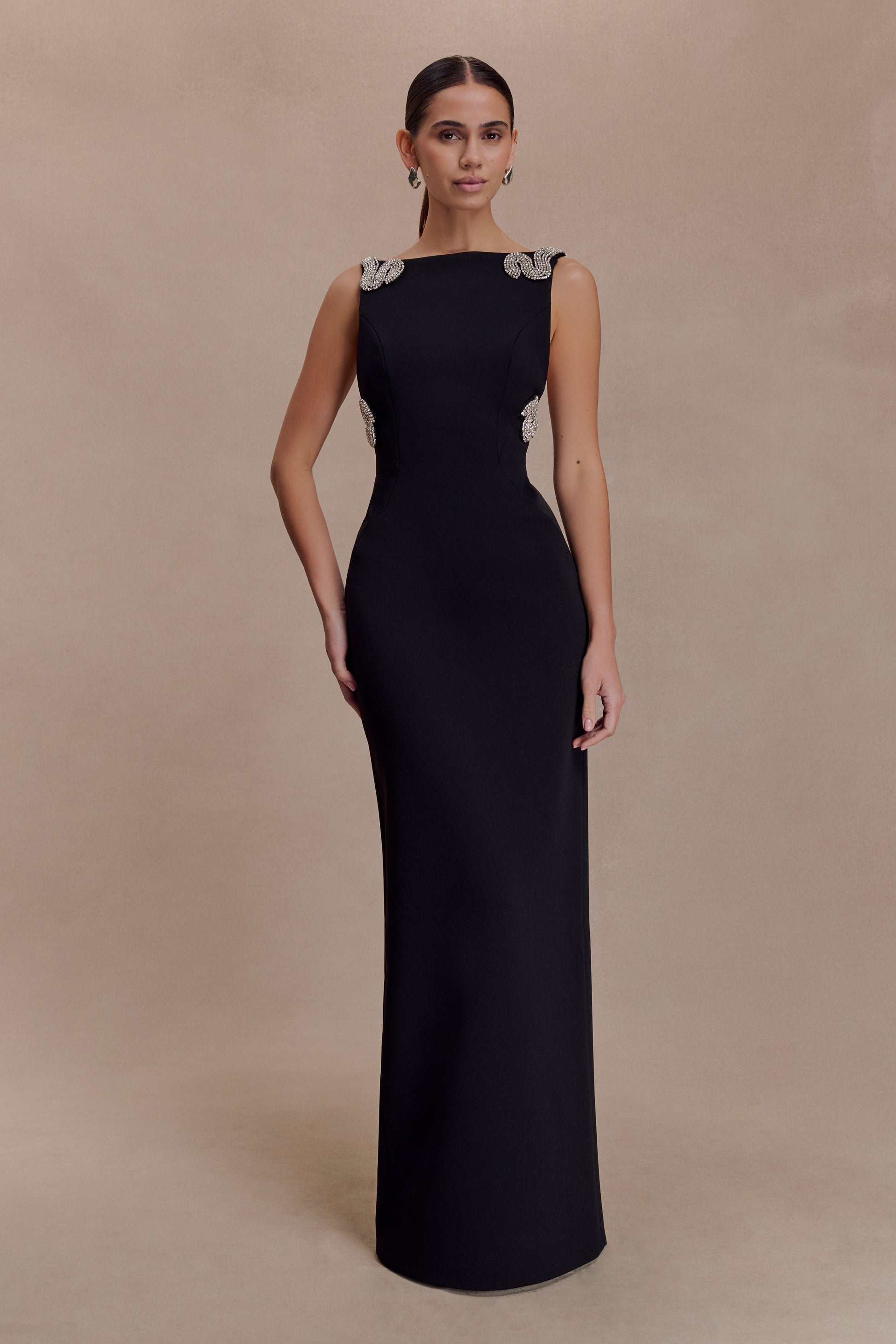 Lorde Embellished Crepe Maxi Dress - Black #6