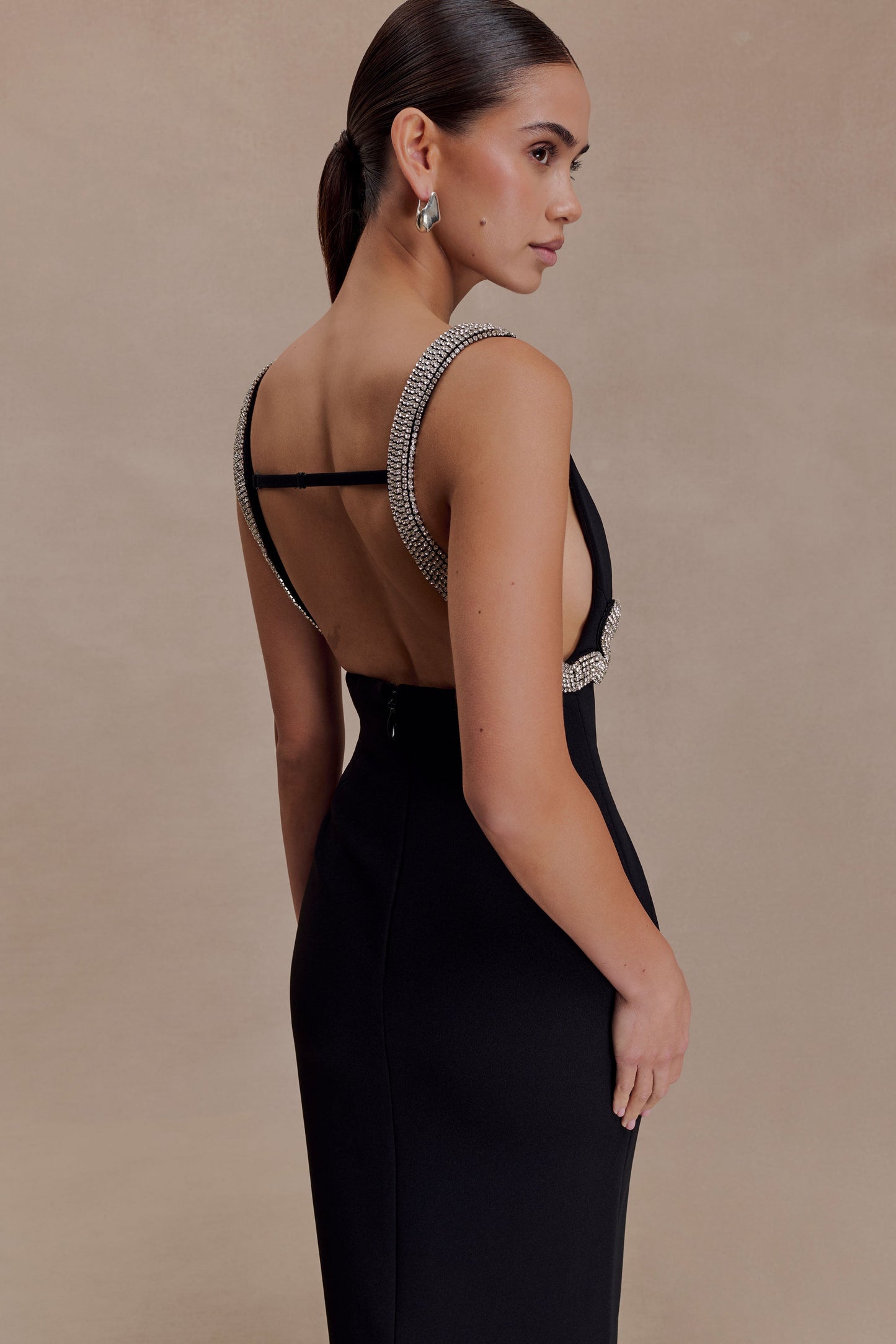 Lorde Embellished Crepe Maxi Dress - Black