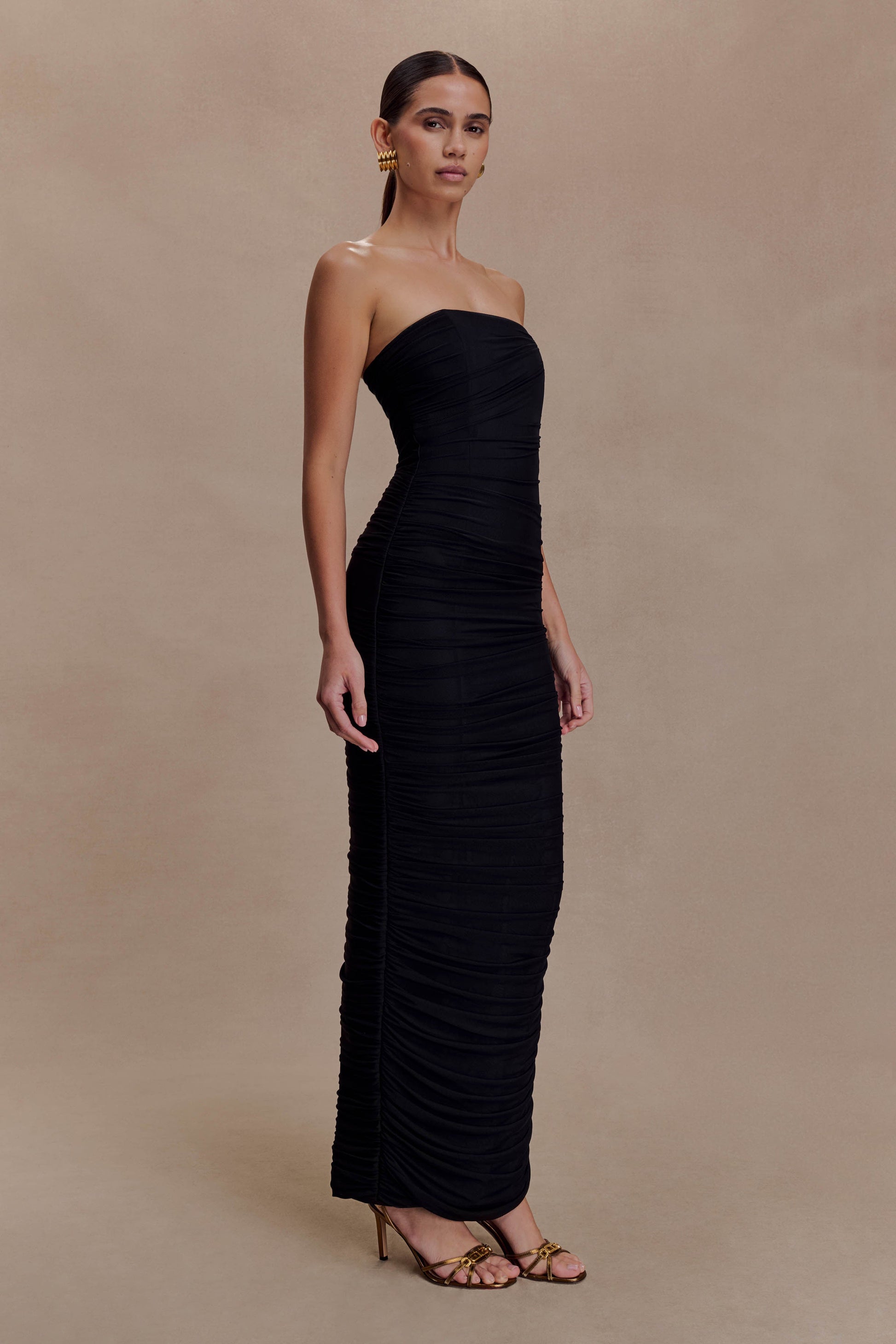 Jianna Strapless Mesh Maxi Dress - Black #4