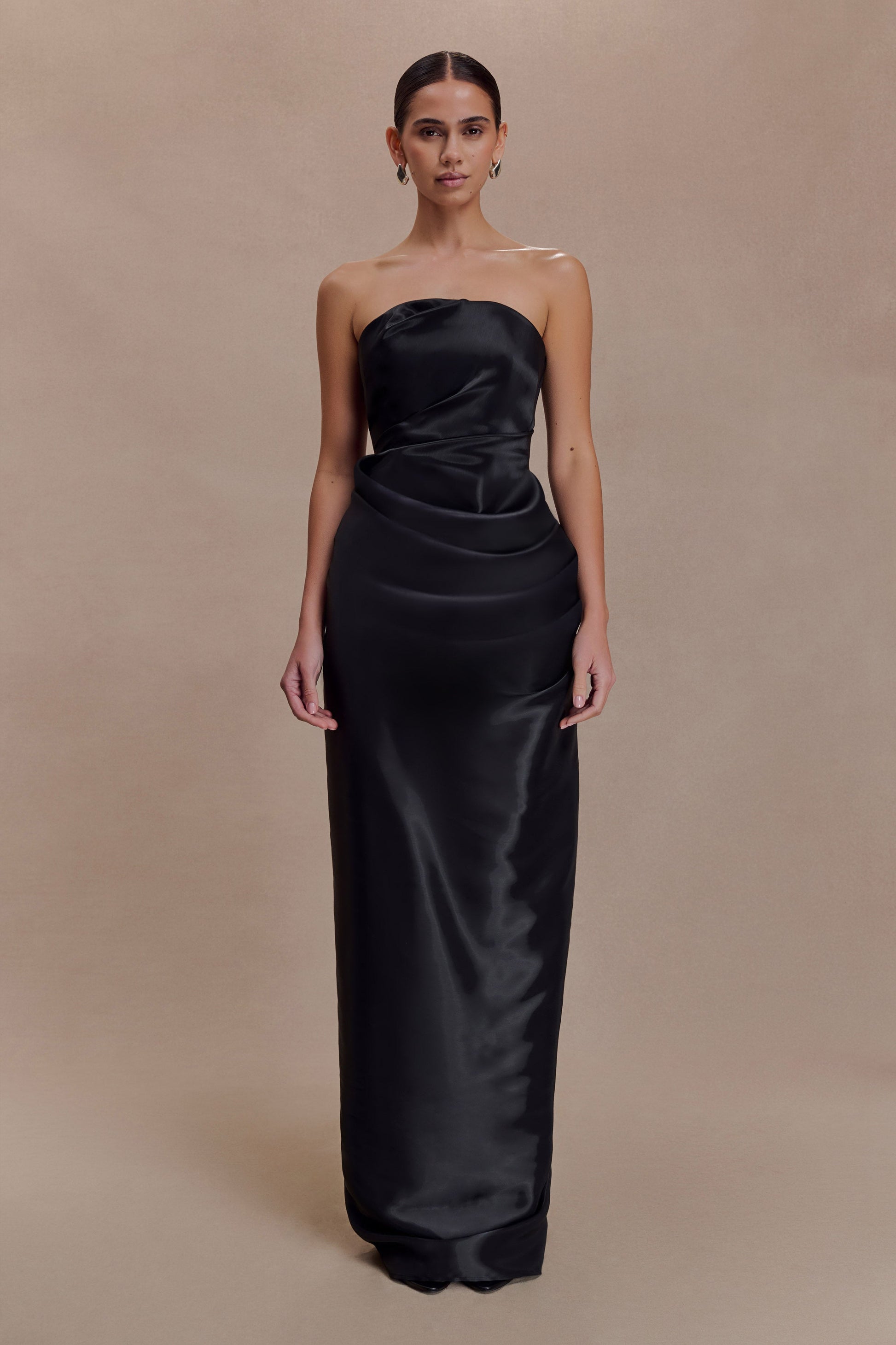 Calliope Strapless Organza Maxi Dress - Black #6