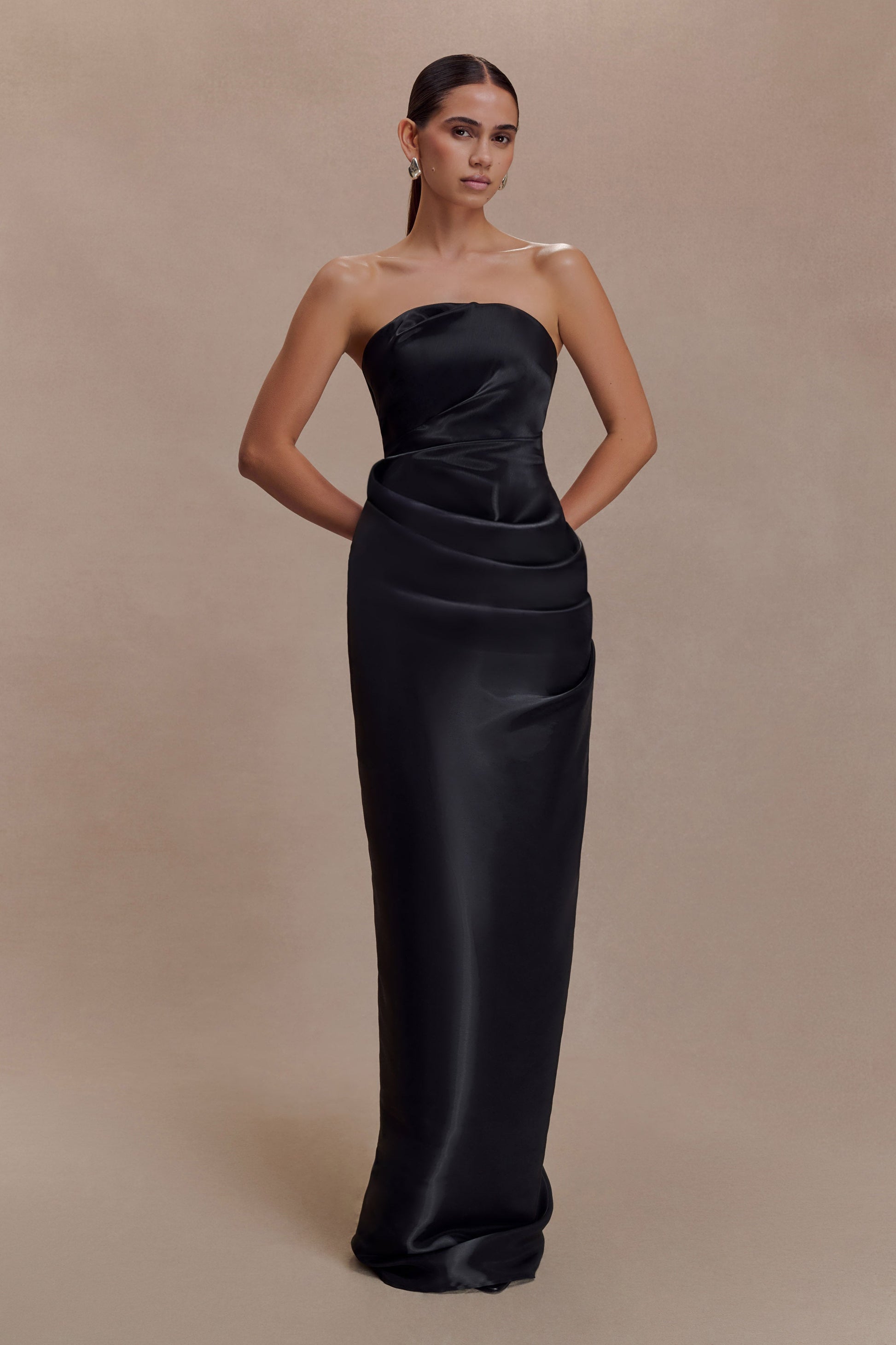 Calliope Strapless Organza Maxi Dress - Black #5