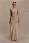 Starla Strapless Diamante Maxi Dress - Gold