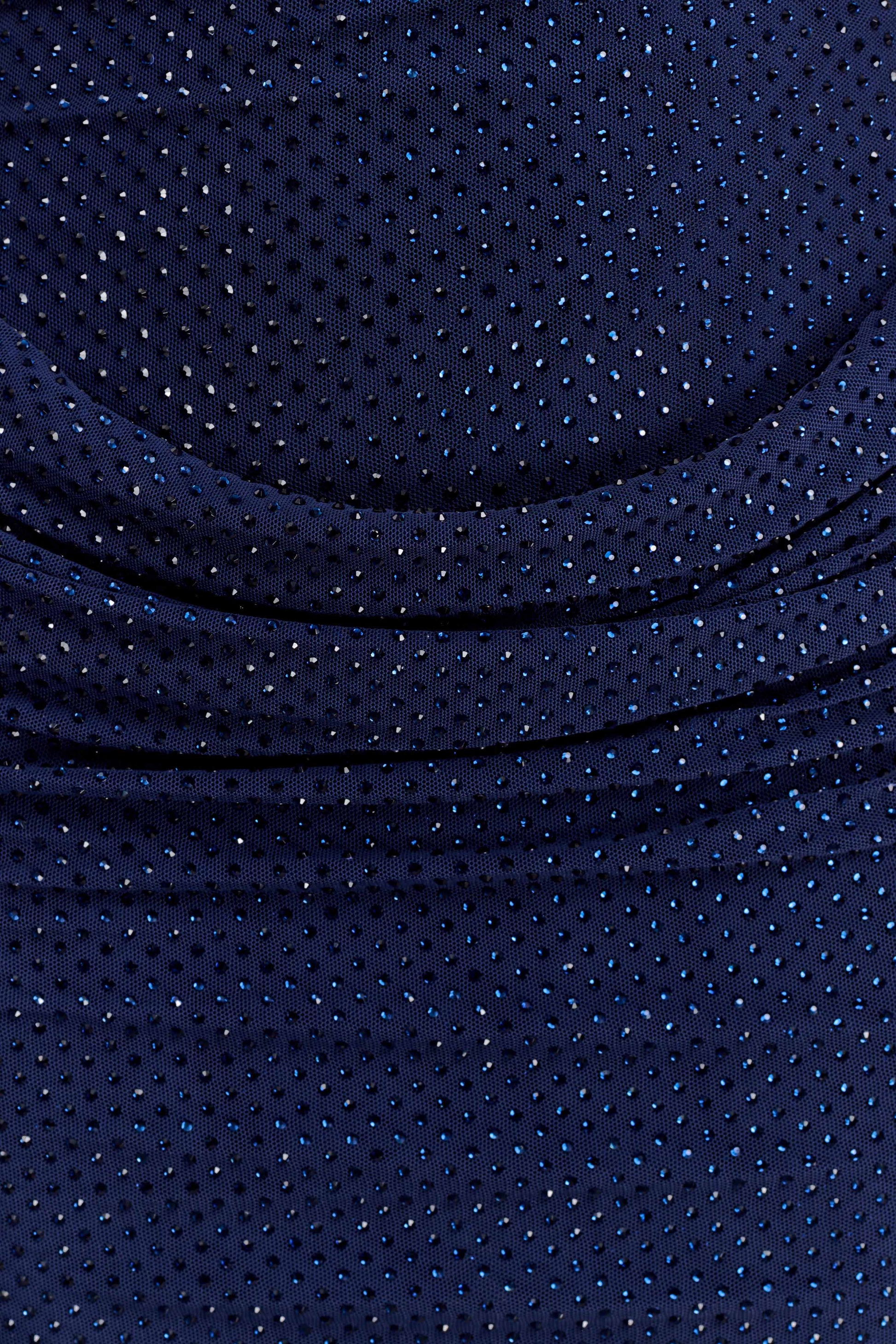 Mattea Diamante Mini Dress With Scarf - Navy #8