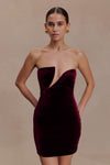 Paulina Velvet Strapless Mini Dress - Wine