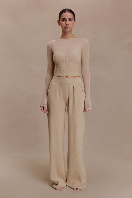 Brionee Silk Blend Knit Top - Sand