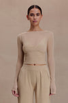 Brionee Silk Blend Knit Top - Sand