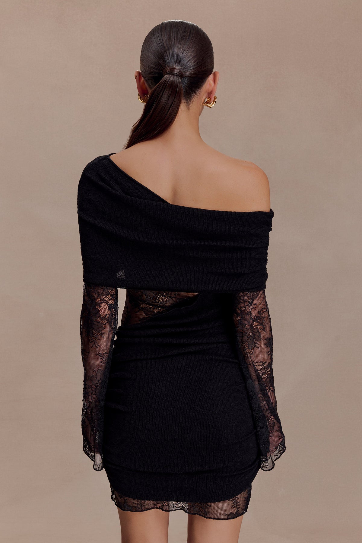 Luxie Lace Knit Mini Dress - Black #5