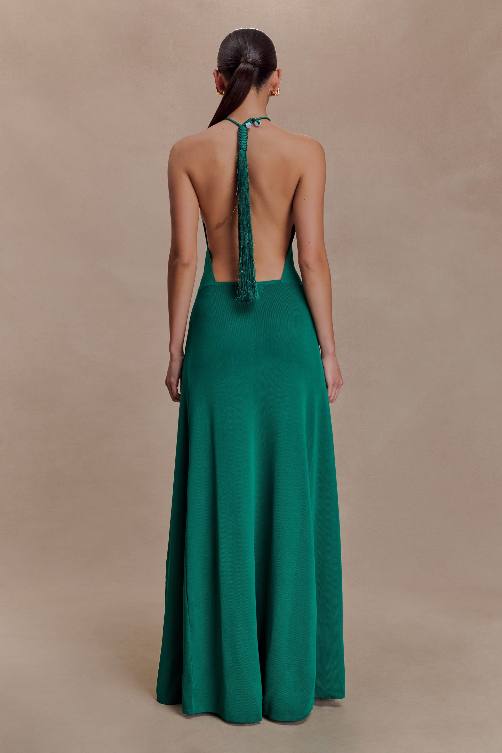 Meg Halter Tassel Maxi Dress - Emerald #2