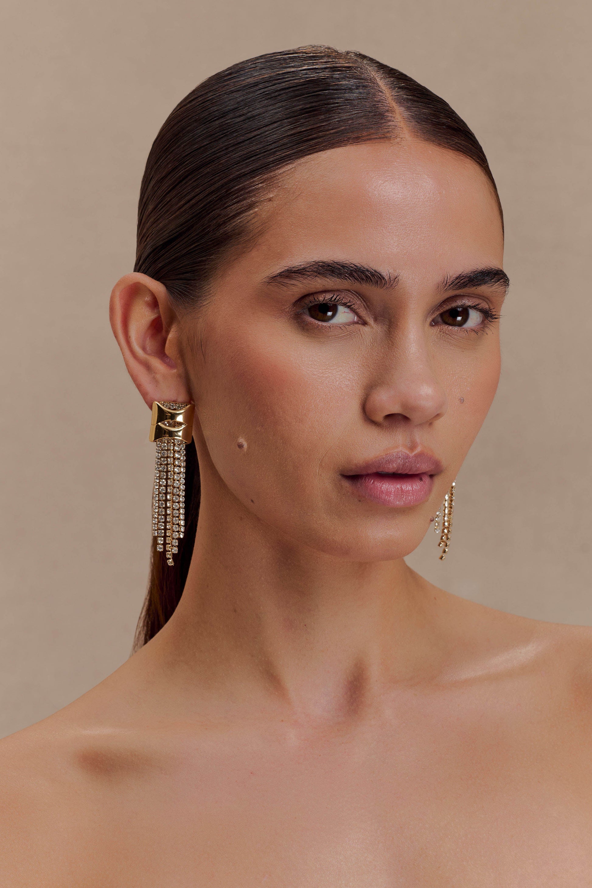 Shea Crystal Fringe Drop Earrings - Gold #4