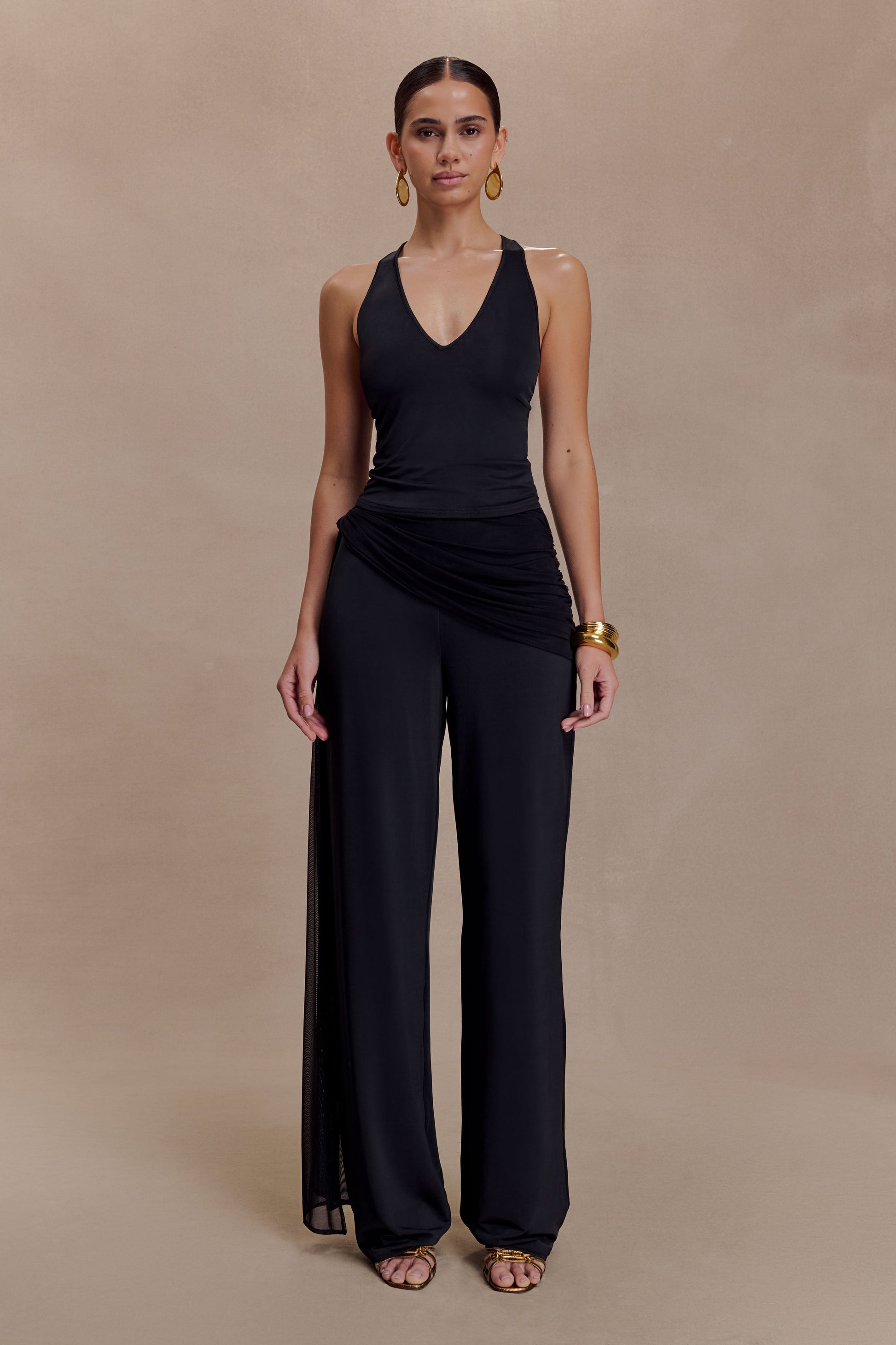 Aspyn Slinky And Mesh Top - Black #7