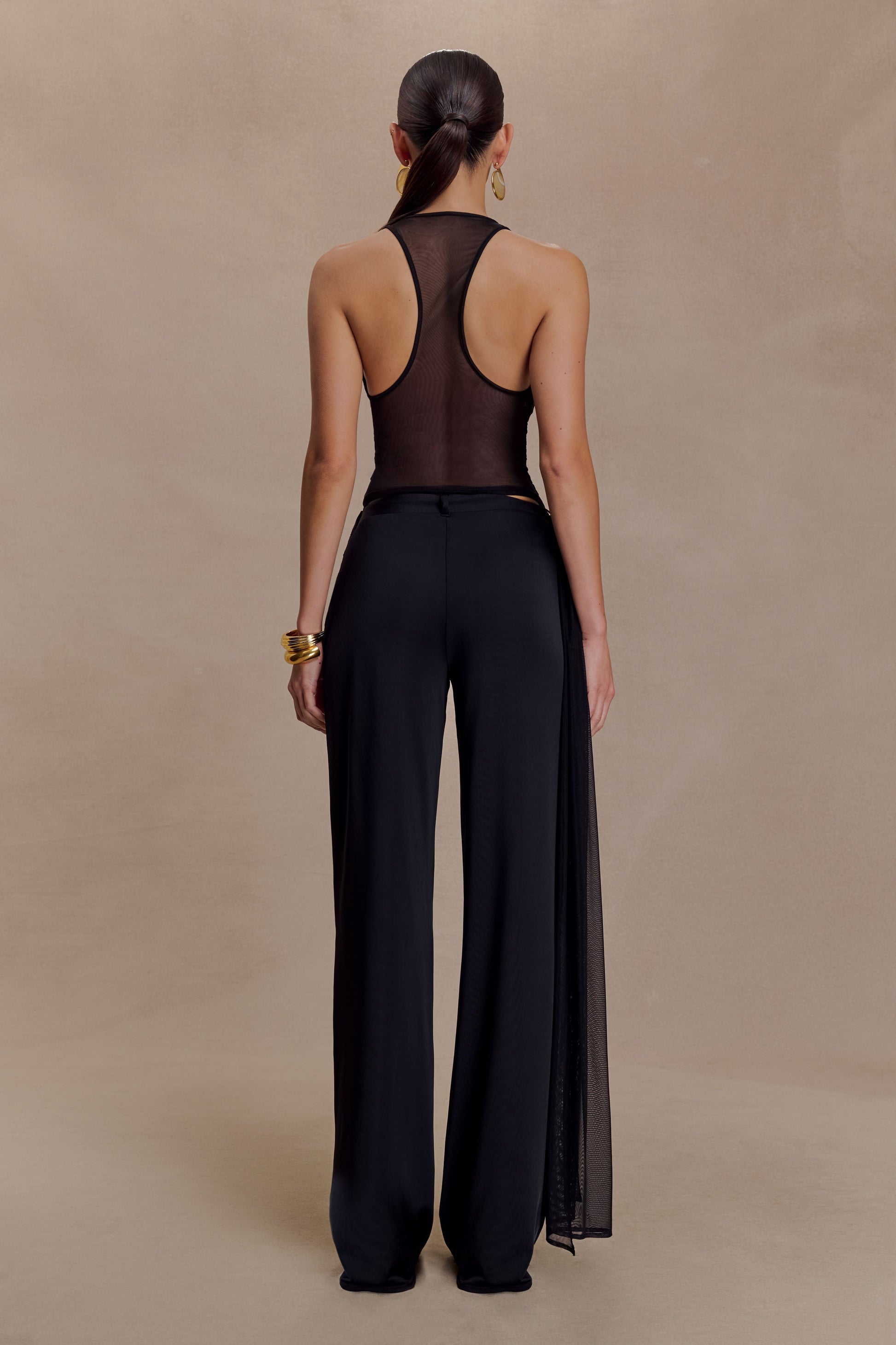 Aspyn Slinky Gathered Wide Leg Pants - Black #2
