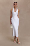Daniela Ruched Halter Midi Dress - White