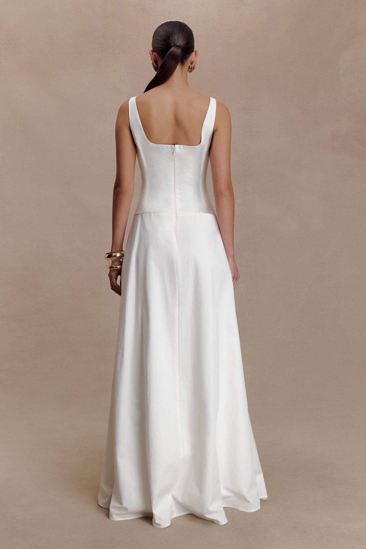 Salma Drop Waist Cotton Maxi Dress - White #3
