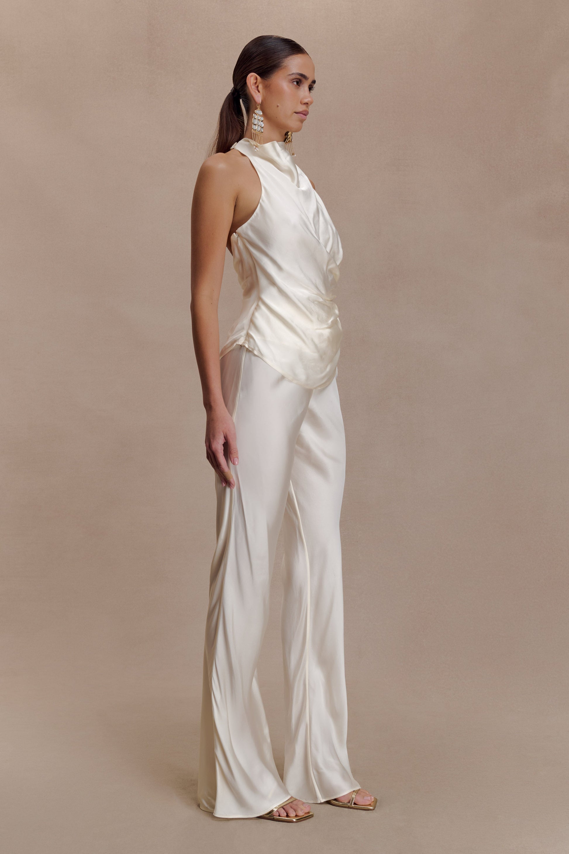 Bianca Satin Halter Top - Ivory #7