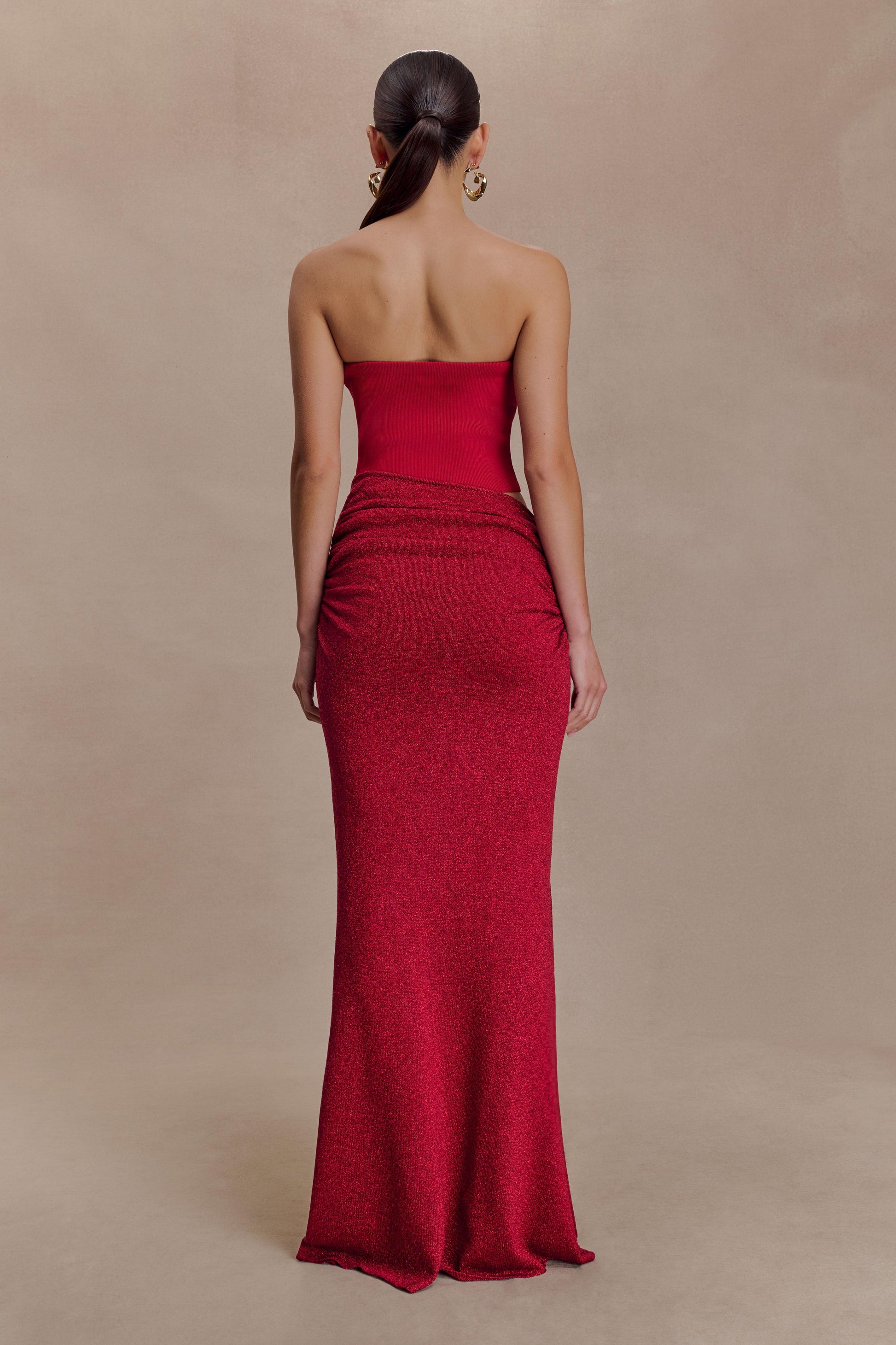 Jasiel Strapless Knit Maxi Dress - Red #2