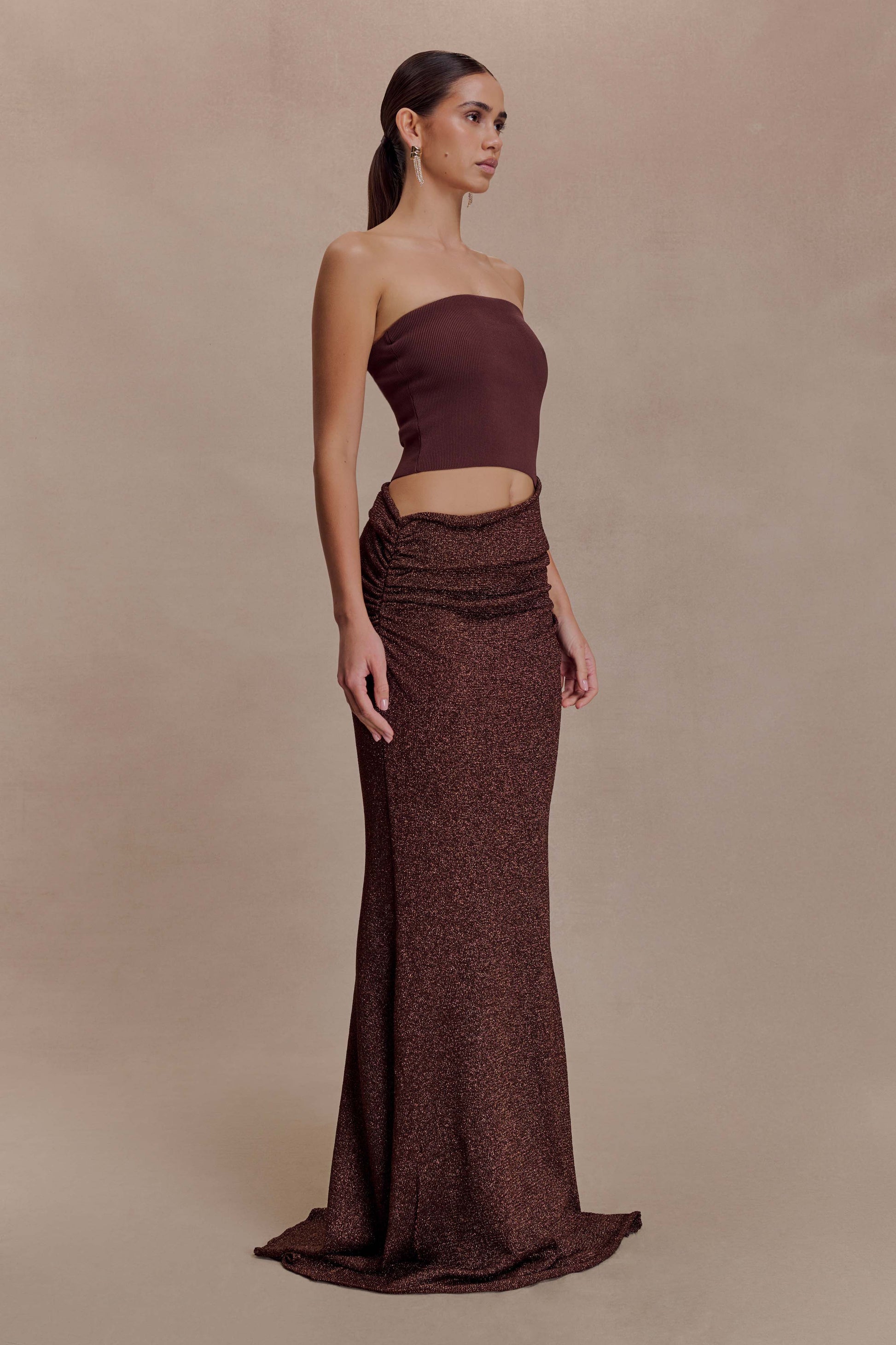 Jasiel Strapless Knit Maxi Dress - Chocolate #3
